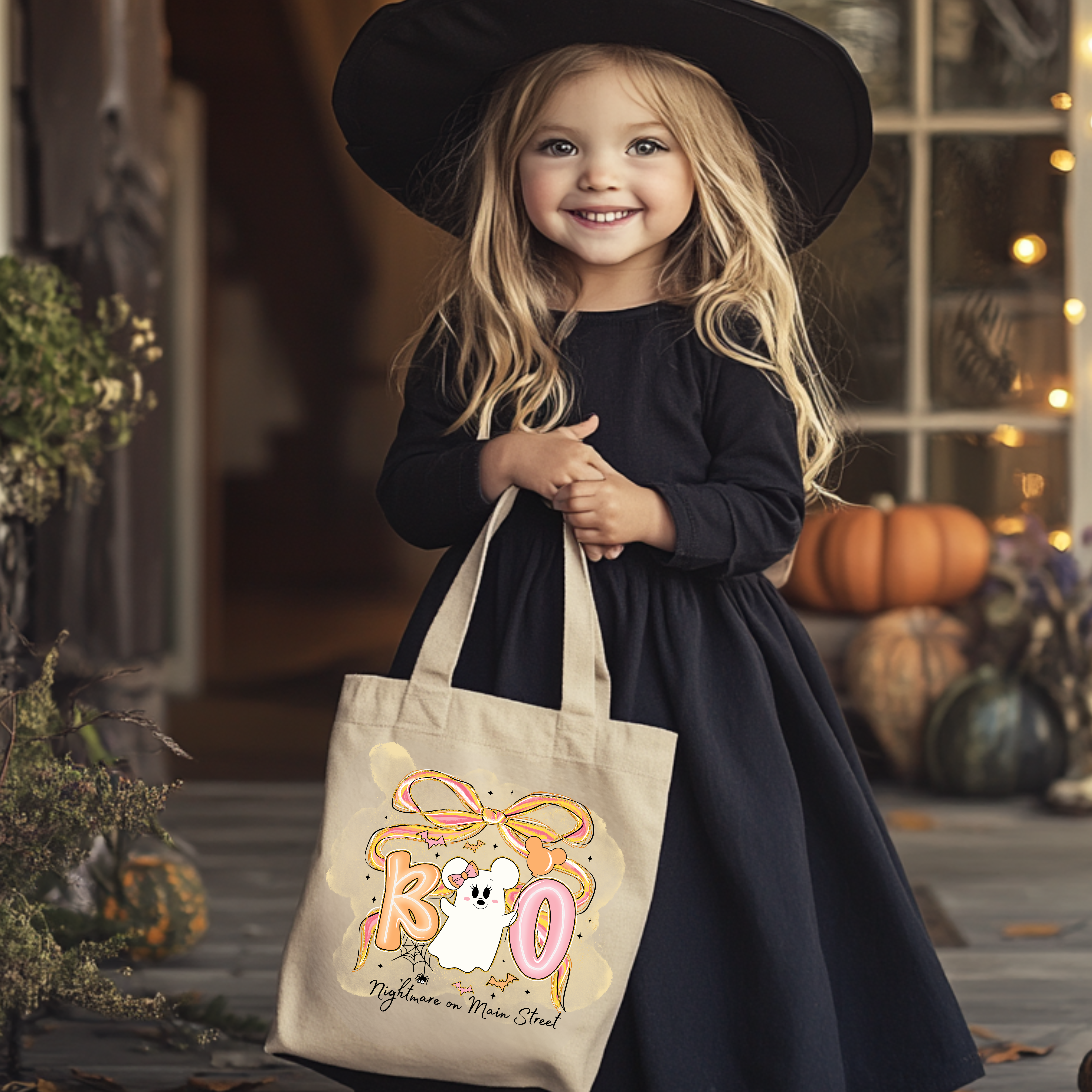 Magic Mouse Ghost Tote Bag | Boo Halloween Bag | Cute Trick or Treat Tote | Nightmare on Main Street | Not So Spooky Halloween | Preppy Halloween  product thumbnail image