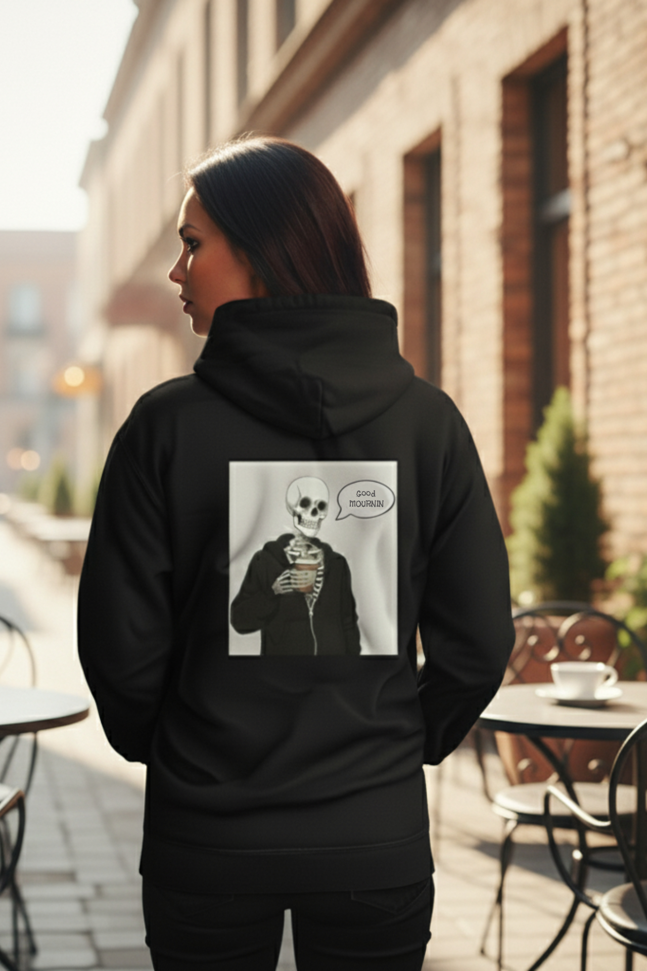 "Good Mournin" Helping Hands Coffee Champion Hoodie, Casual Skull Design for Baristas, Gift for Coffee Enthusiasts, Autumn Fashion, Perfect for Relaxing product thumbnail image "Good Mournin" Helping Hands Coffee Champion Hoodie, Casual Skull Design for Baristas, Gift for Coffee Enthusiasts, Autumn Fashion, Perfect for Relaxing product thumbnail image