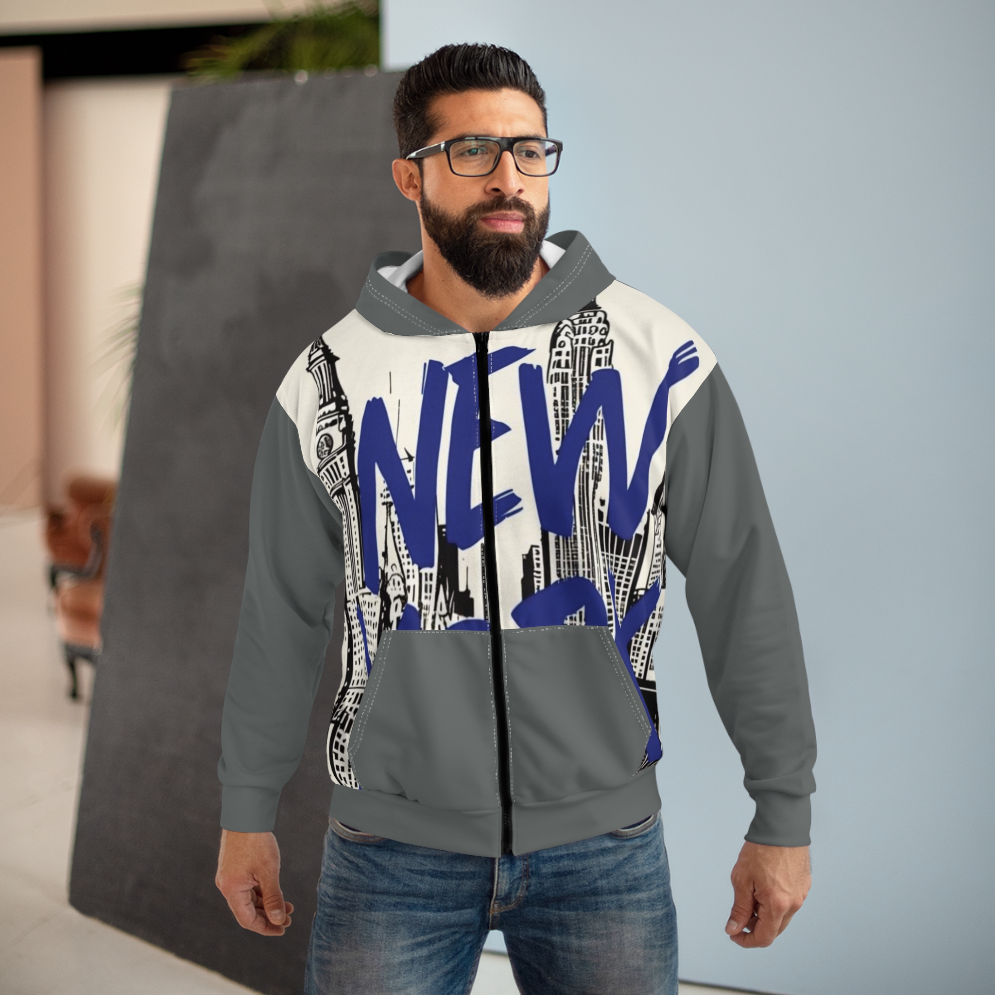 Personalized Pattern Zip Hoodie, Graphic Hoodie for Casual Wear, Unisex Customizable Zip-Up, Cozy Hoodie Gift, Trendy Outfit for All Seasons, Gift for Her/Him product thumbnail image