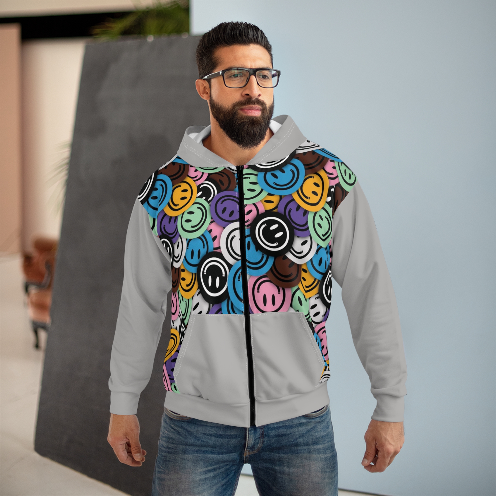Personalized Pattern Zip Hoodie, Graphic Hoodie for Casual Wear, Unisex Customizable Zip-Up, Cozy Hoodie Gift, Trendy Outfit for All Seasons, Gift for Her/Him product thumbnail image
