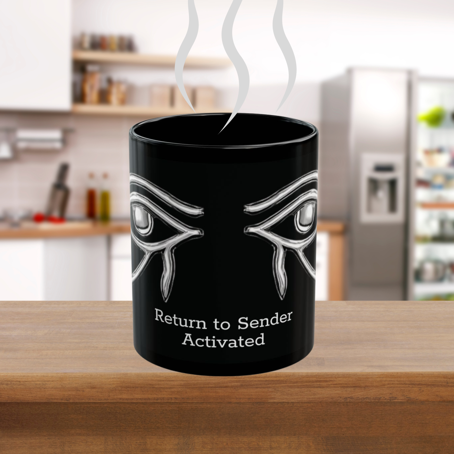 Eye of Horus &amp; Eye of Ra Protection Mug – Witchy Coffee Cup, Pagan Gift, Spiritual Occult Drinkware, Black Ceramic Witch Mug (11oz / 15oz)