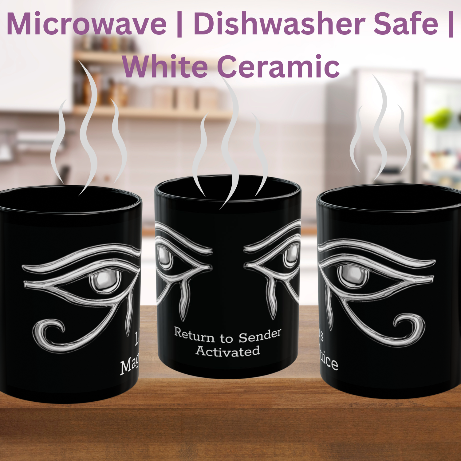 Eye of Horus &amp; Eye of Ra Protection Mug – Witchy Coffee Cup, Pagan Gift, Spiritual Occult Drinkware, Black Ceramic Witch Mug (11oz / 15oz) product thumbnail image