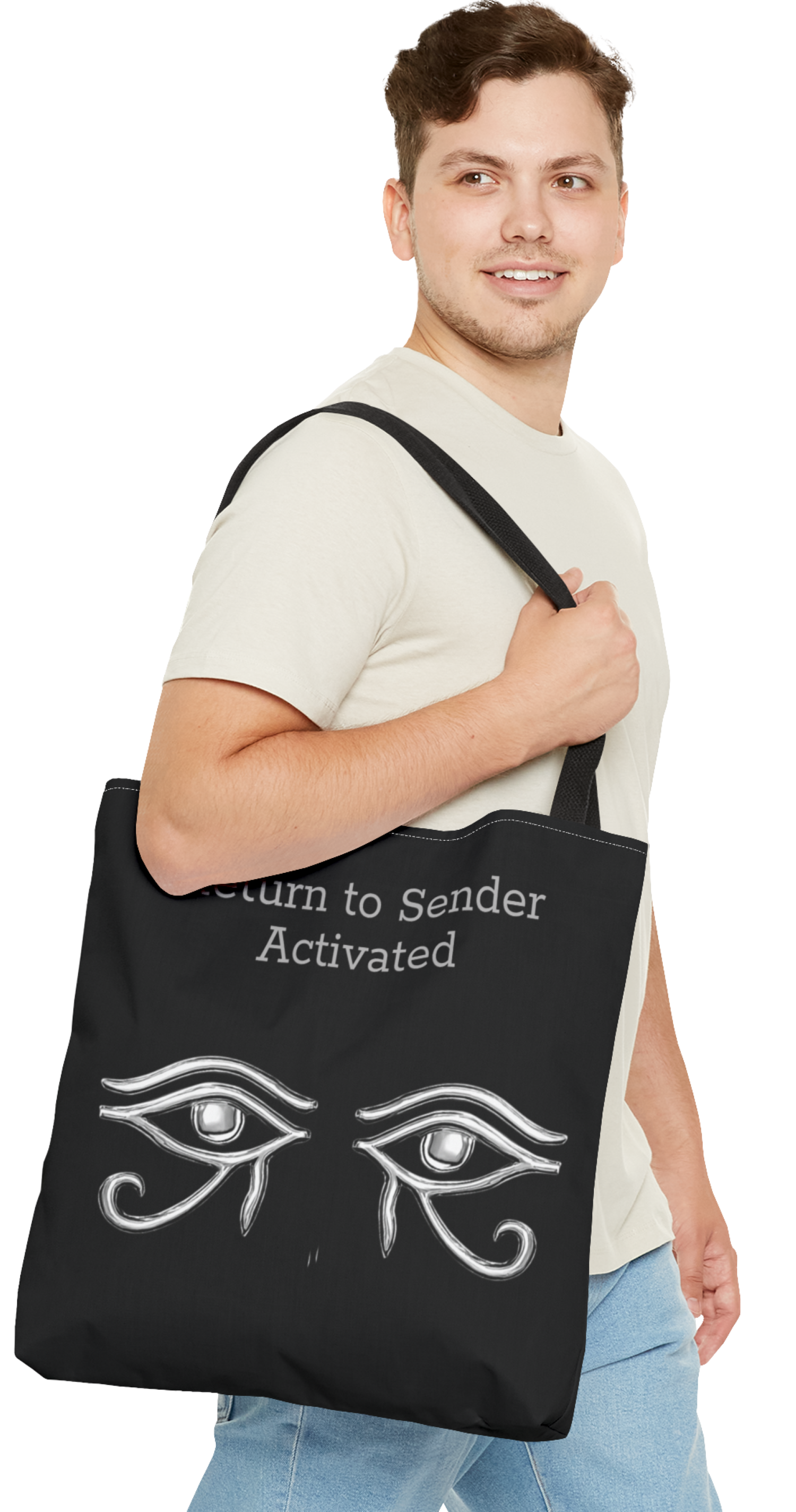 Custom Spiritual Ancient Protection Symbols Tote Bag | Witchy Sacred Sigils Carryall – Pentacle, Triple Moon, Ankh, Eye of Horus, Occult Pagan Tote