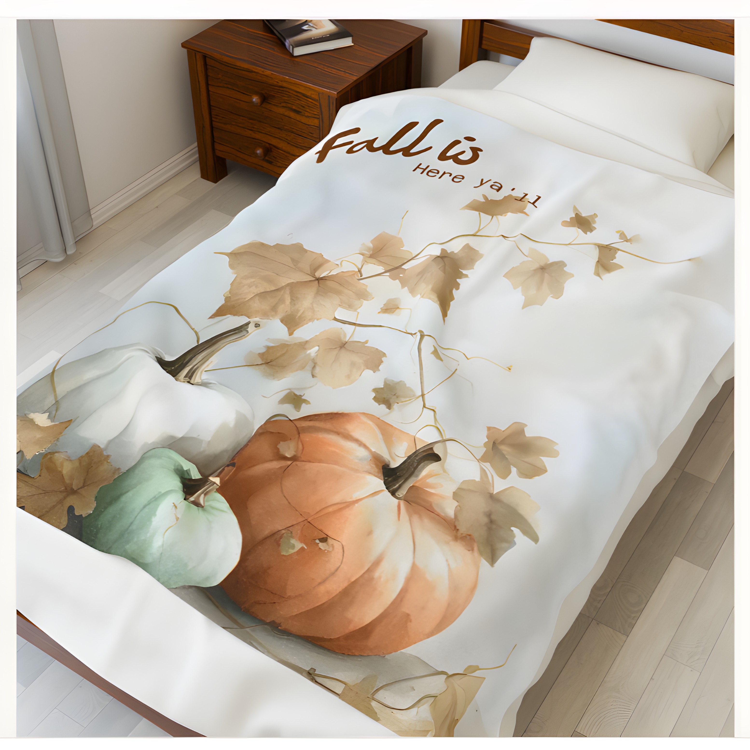 Personalized: Fall Décor Velveteen Plush Blanket, Autumn Throw, Pumpkin Blanket product thumbnail image