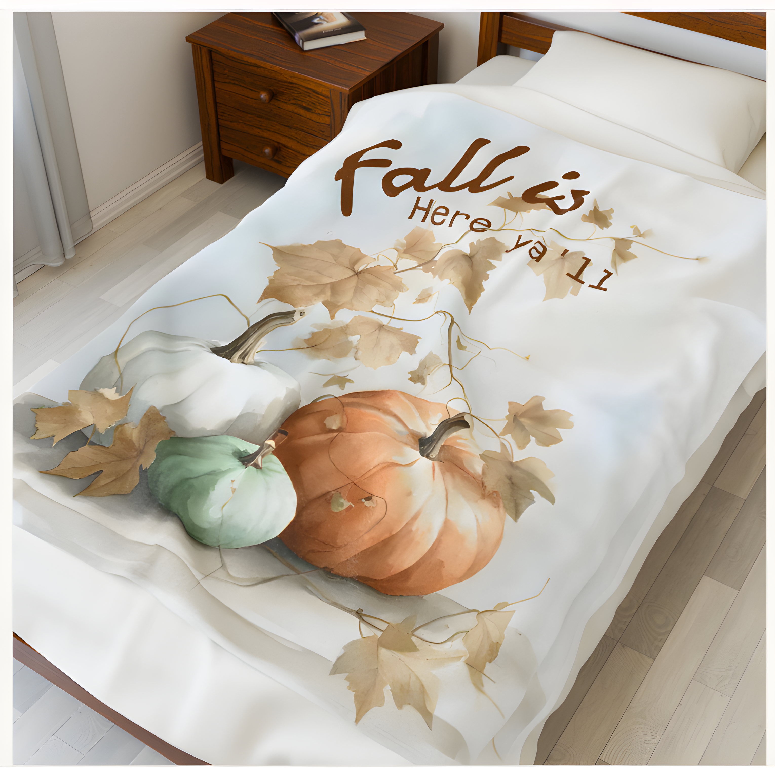 Personalized: Fall Décor Velveteen Plush Blanket, Autumn Throw, Pumpkin Blanket product thumbnail image