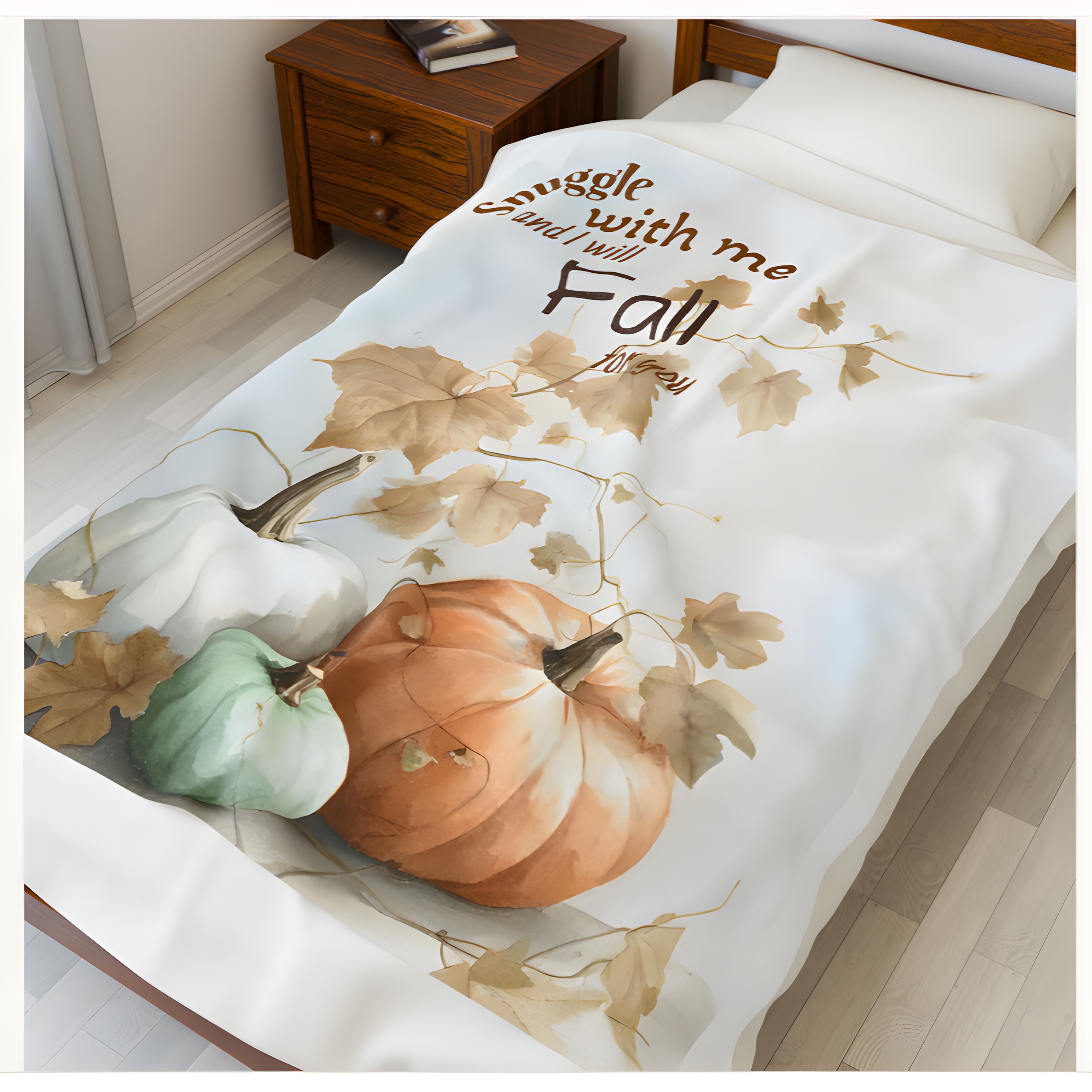 Personalized: Fall Décor Velveteen Plush Blanket, Autumn Throw, Pumpkin Blanket product thumbnail image
