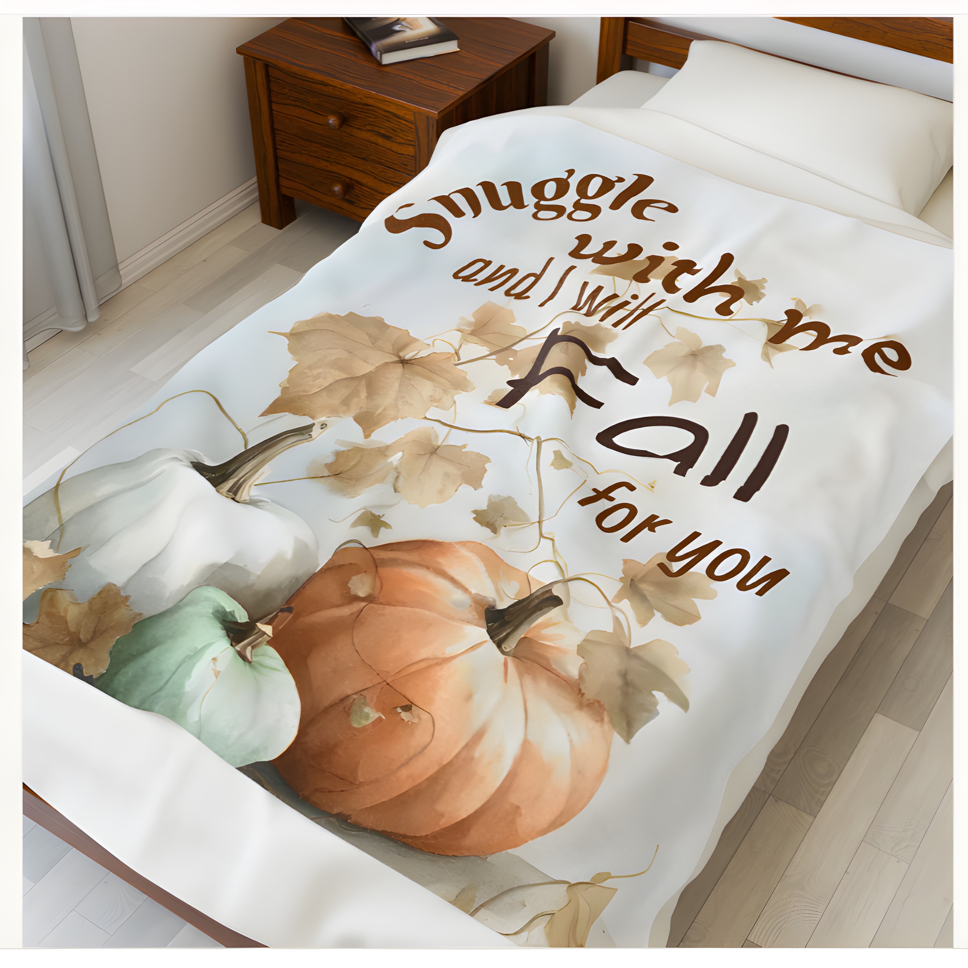 Personalized: Fall Décor Velveteen Plush Blanket, Autumn Throw, Pumpkin Blanket product thumbnail image Personalized: Fall Décor Velveteen Plush Blanket, Autumn Throw, Pumpkin Blanket product thumbnail image