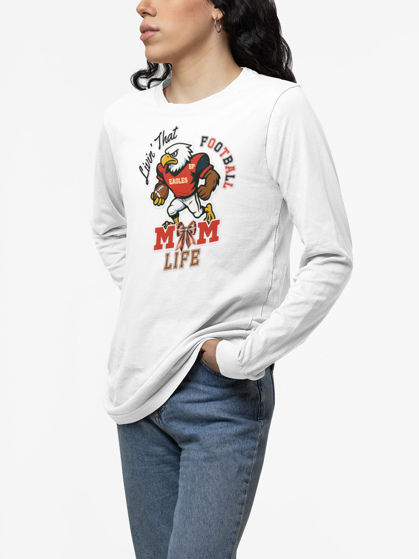 Football Mom Long Sleeve Tee, Perfect for Game Day, East Prairie Eagles product thumbnail image Football Mom Long Sleeve Tee, Perfect for Game Day, East Prairie Eagles product thumbnail image
