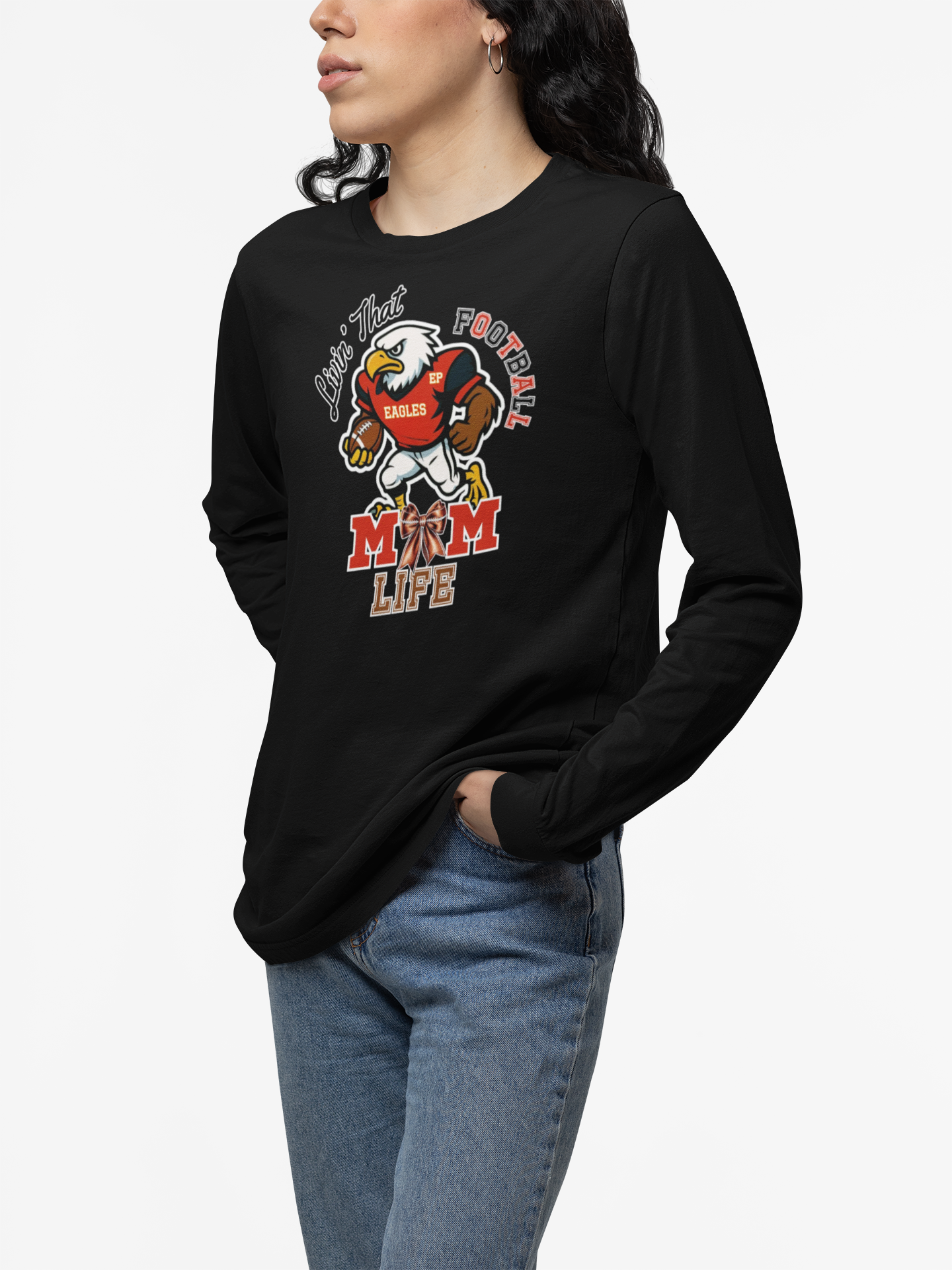 Football Mom Long Sleeve Tee, Perfect for Game Day, East Prairie Eagles product thumbnail image Football Mom Long Sleeve Tee, Perfect for Game Day, East Prairie Eagles product thumbnail image