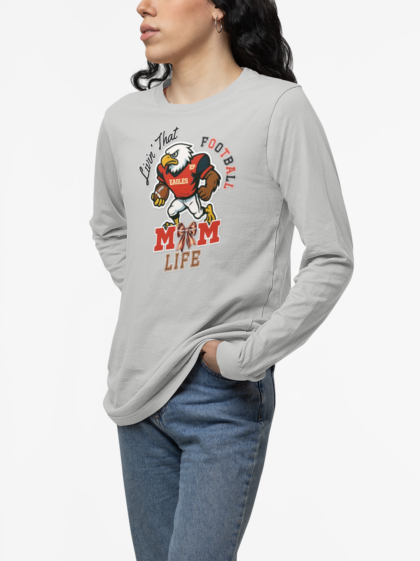 Football Mom Long Sleeve Tee, Perfect for Game Day, East Prairie Eagles product thumbnail image Football Mom Long Sleeve Tee, Perfect for Game Day, East Prairie Eagles product thumbnail image