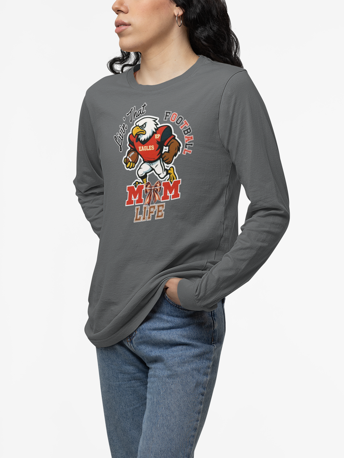 Football Mom Long Sleeve Tee, Perfect for Game Day, East Prairie Eagles product thumbnail image Football Mom Long Sleeve Tee, Perfect for Game Day, East Prairie Eagles product thumbnail image