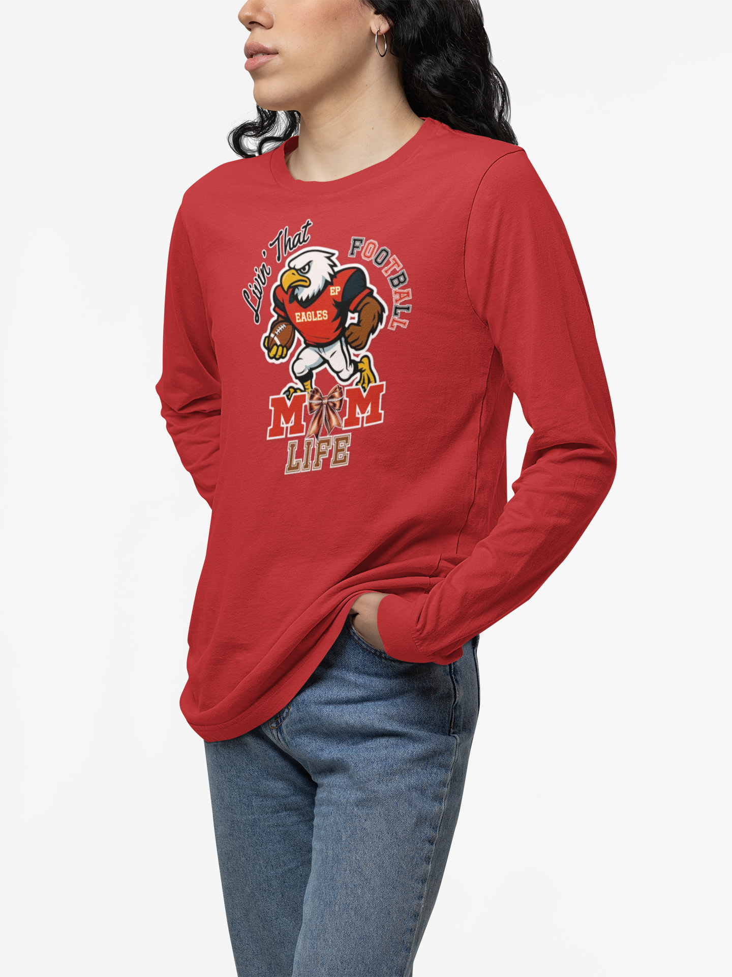 Football Mom Long Sleeve Tee, Perfect for Game Day, East Prairie Eagles product thumbnail image Football Mom Long Sleeve Tee, Perfect for Game Day, East Prairie Eagles product thumbnail image