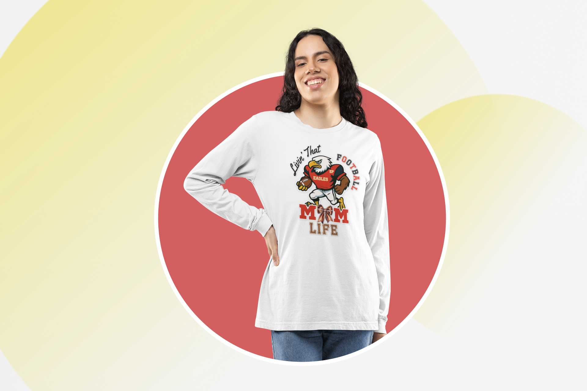 Football Mom Long Sleeve Tee, Perfect for Game Day, East Prairie Eagles product thumbnail image Football Mom Long Sleeve Tee, Perfect for Game Day, East Prairie Eagles product thumbnail image