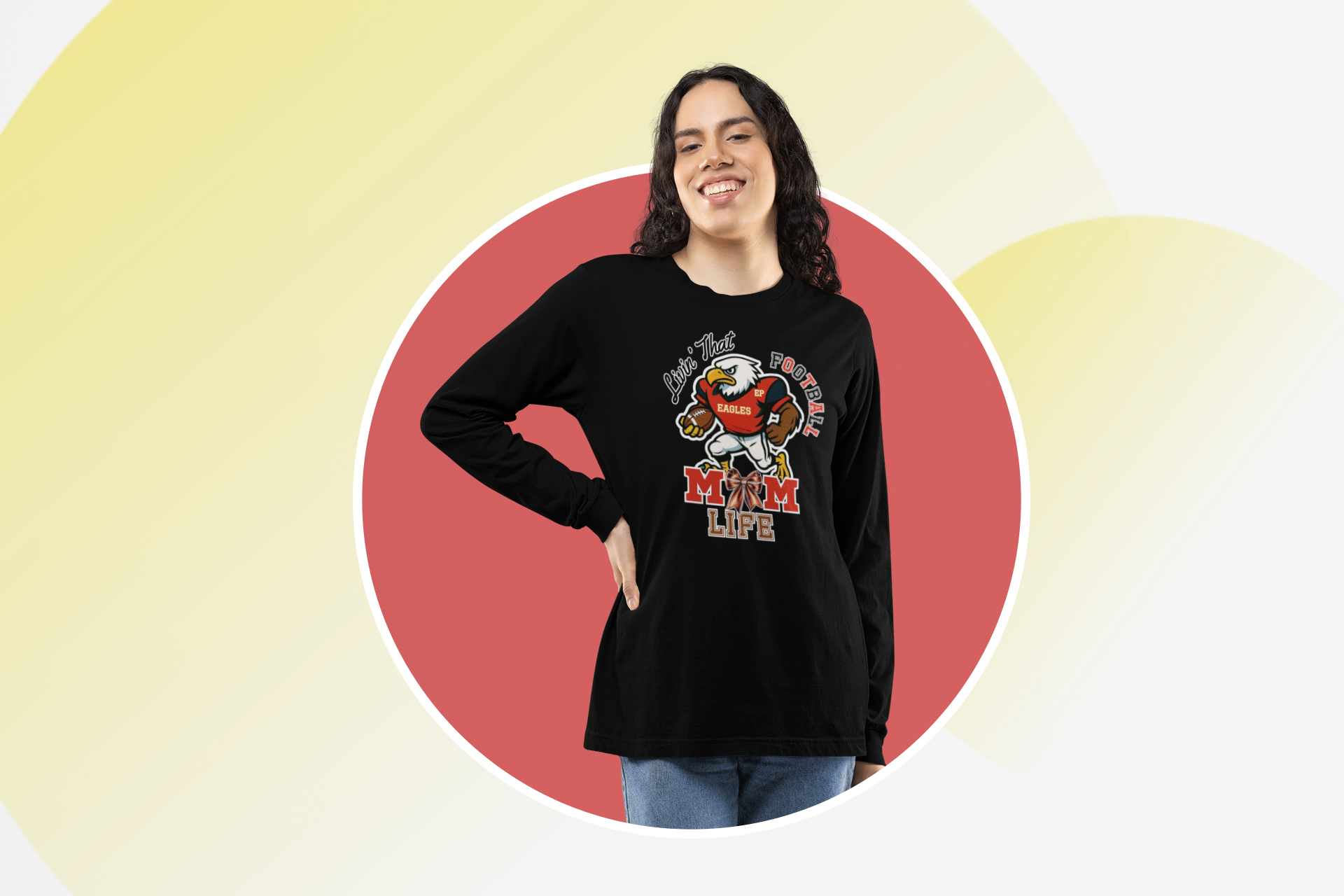 Football Mom Long Sleeve Tee, Perfect for Game Day, East Prairie Eagles product thumbnail image Football Mom Long Sleeve Tee, Perfect for Game Day, East Prairie Eagles product thumbnail image