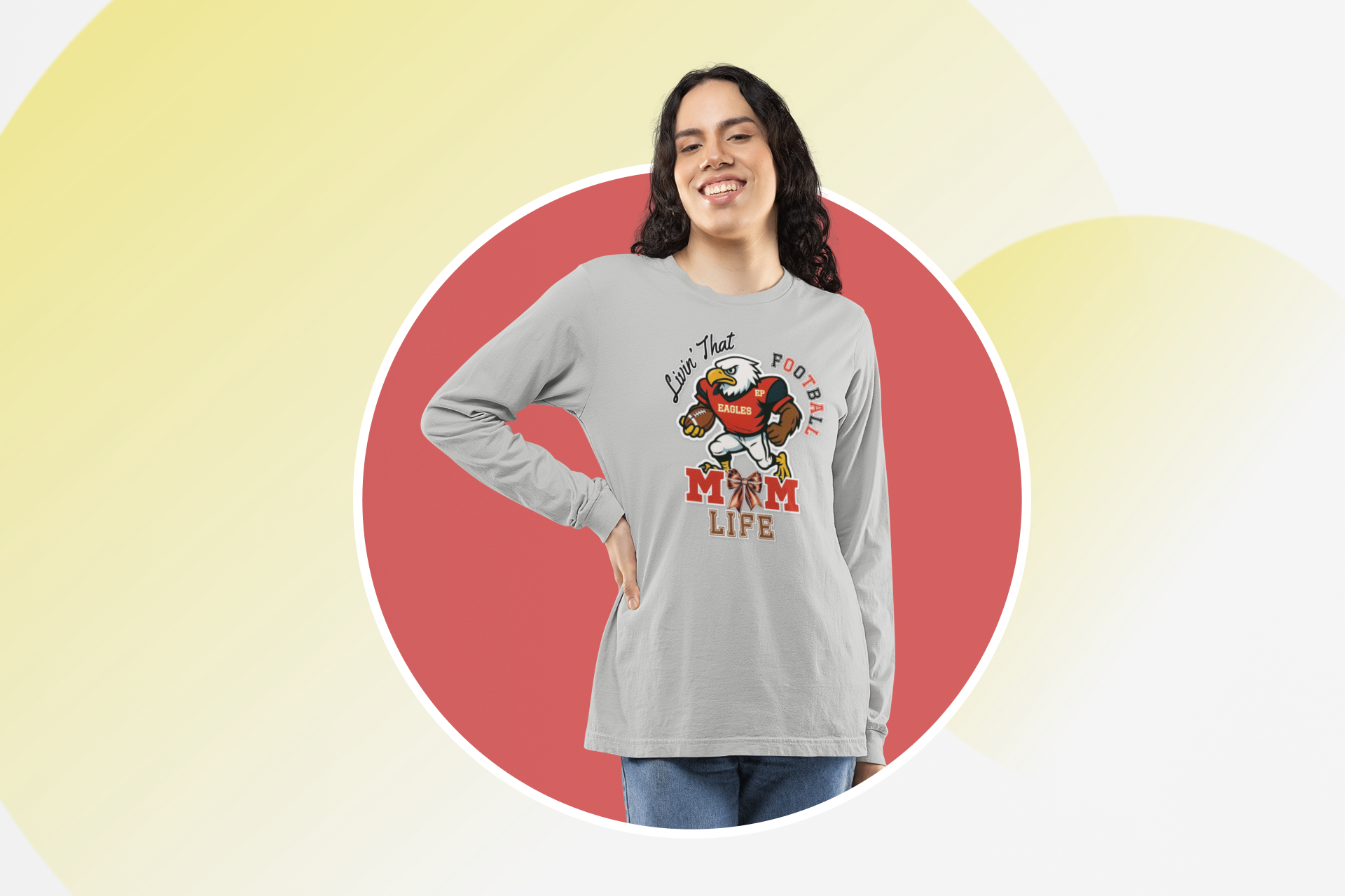 Football Mom Long Sleeve Tee, Perfect for Game Day, East Prairie Eagles product thumbnail image Football Mom Long Sleeve Tee, Perfect for Game Day, East Prairie Eagles product thumbnail image