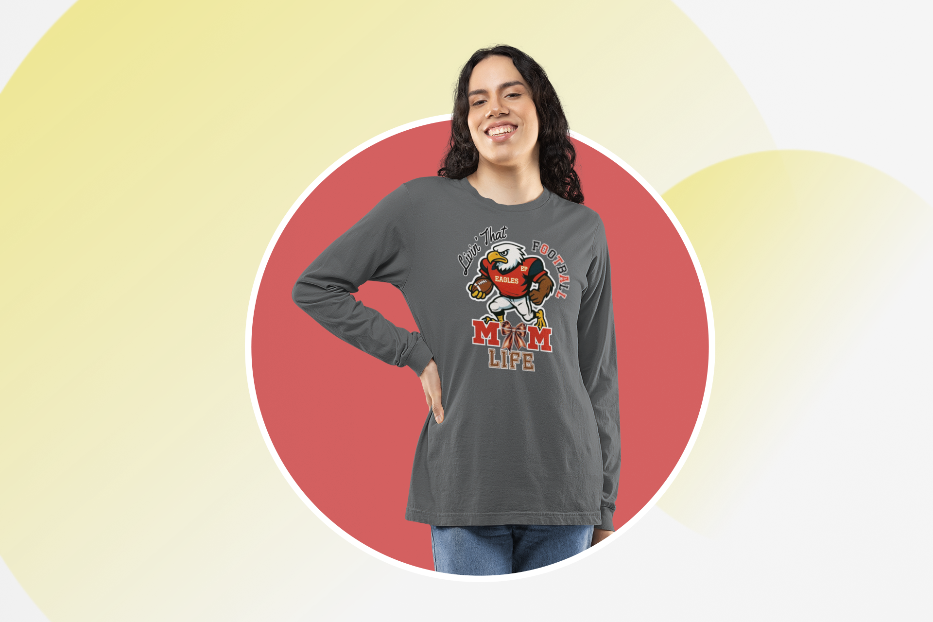 Football Mom Long Sleeve Tee, Perfect for Game Day, East Prairie Eagles product thumbnail image Football Mom Long Sleeve Tee, Perfect for Game Day, East Prairie Eagles product thumbnail image