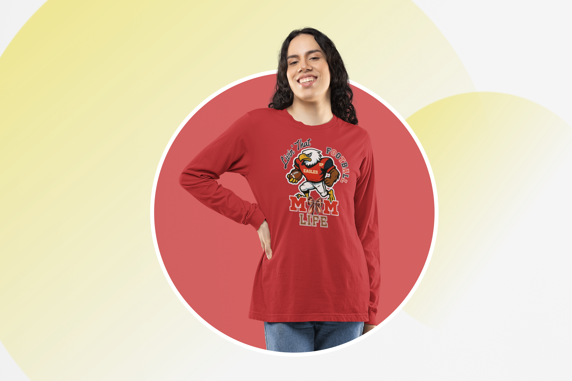 Football Mom Long Sleeve Tee, Perfect for Game Day, East Prairie Eagles product thumbnail image Football Mom Long Sleeve Tee, Perfect for Game Day, East Prairie Eagles product thumbnail image