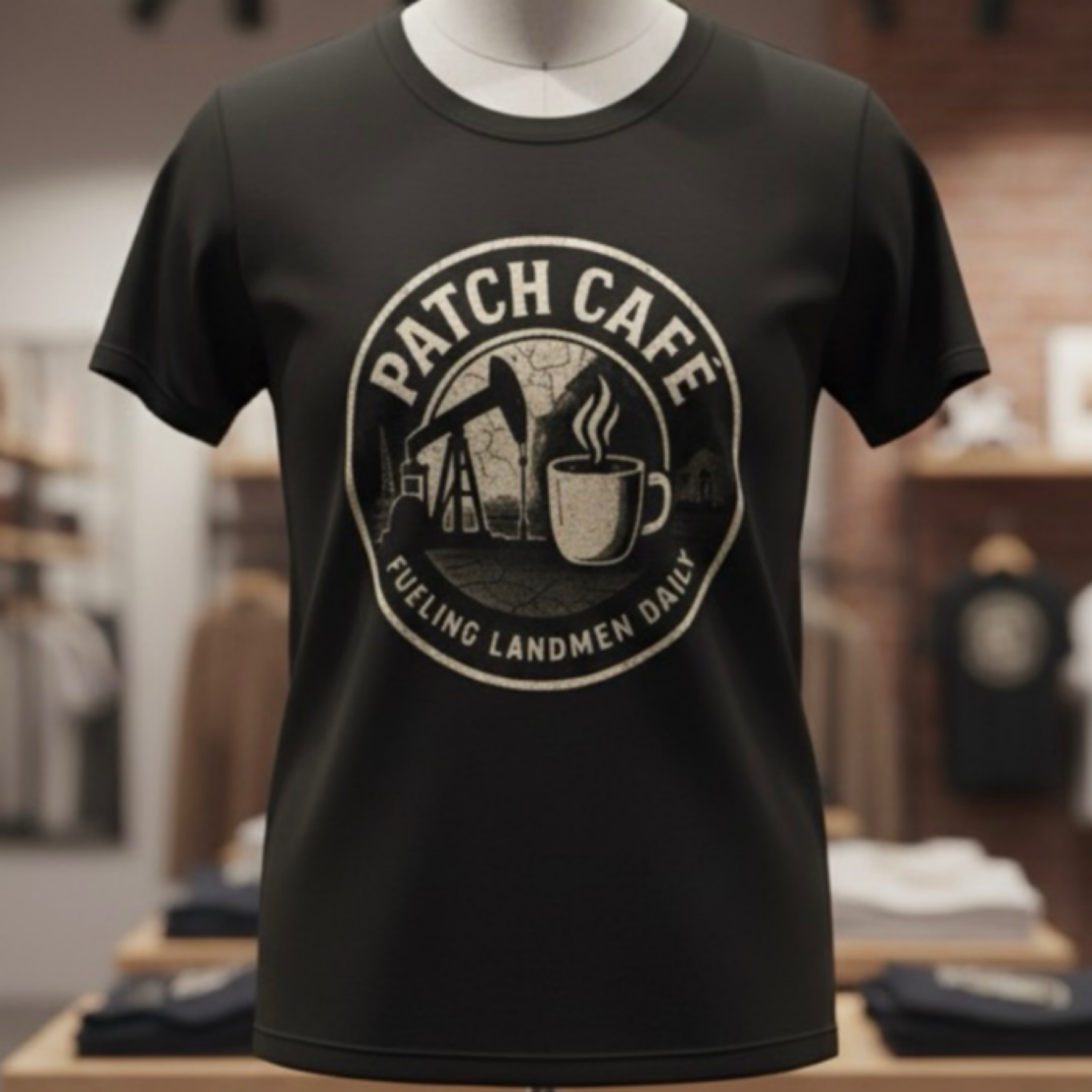 Fueling Landmen Daily Oilfield T-Shirt | Patch Café Coffee Rig Shirt | Oilfield Worker Gift | Landman TV Show Fan Tee | Gildan Cotton Shirt