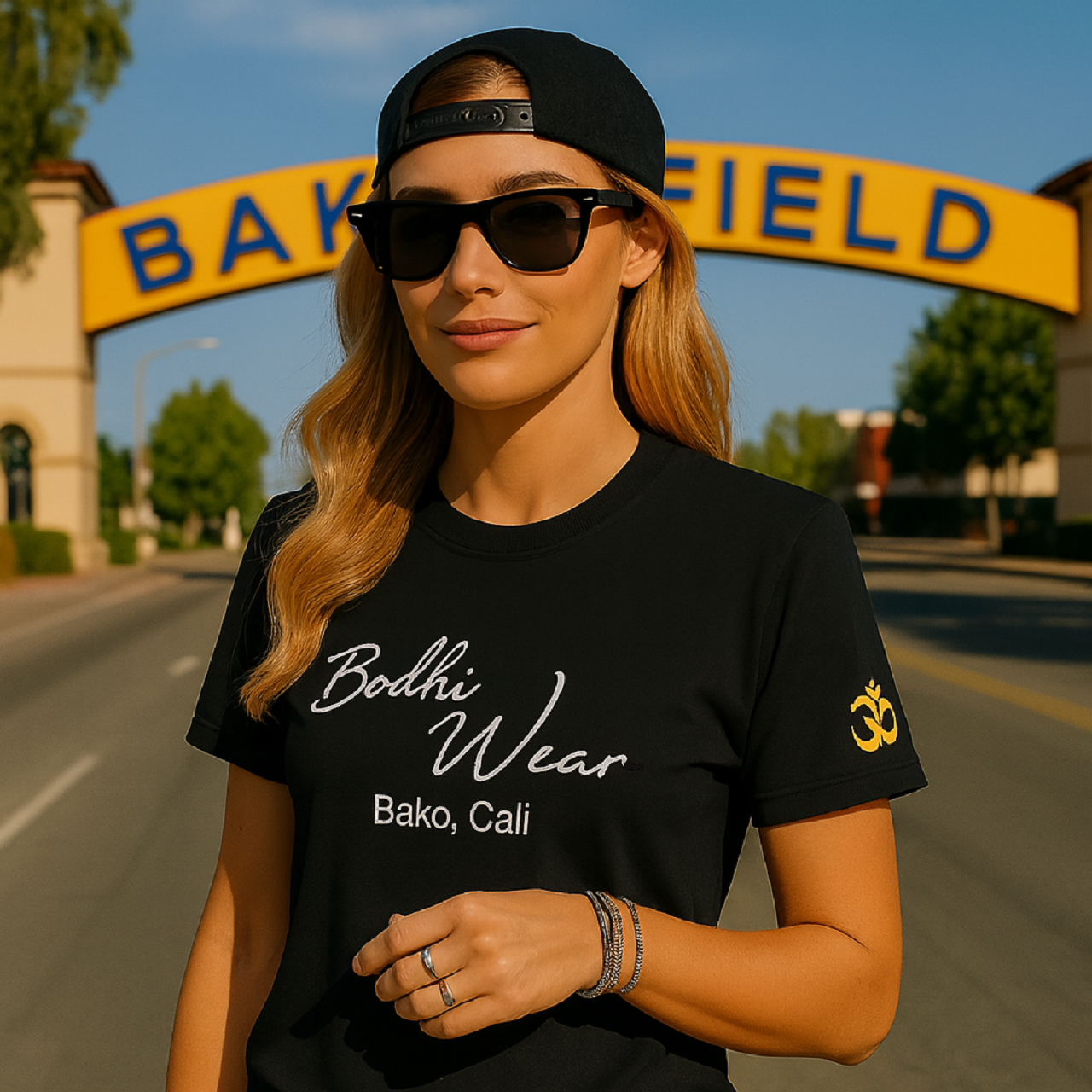 Signature Logo "Bako, Cali" 100% Cotton Black T-Shirt product thumbnail image