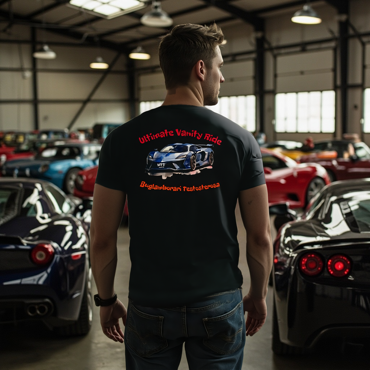 Sarcasm Culture Ultimate Vanity Ride Duglamborari Testosterosa Tee product thumbnail image Sarcasm Culture Ultimate Vanity Ride Duglamborari Testosterosa Tee product thumbnail image