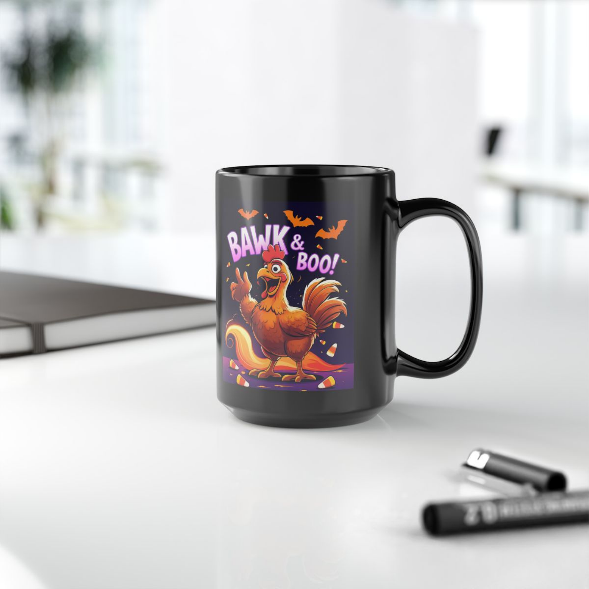 Halloween Chicken Mug Bawk And Boo Coffee Cup | Funny Farmhouse Chicken Gift | Spooky Fall Candy Corn Mug product thumbnail image Halloween Chicken Mug Bawk And Boo Coffee Cup | Funny Farmhouse Chicken Gift | Spooky Fall Candy Corn Mug product thumbnail image