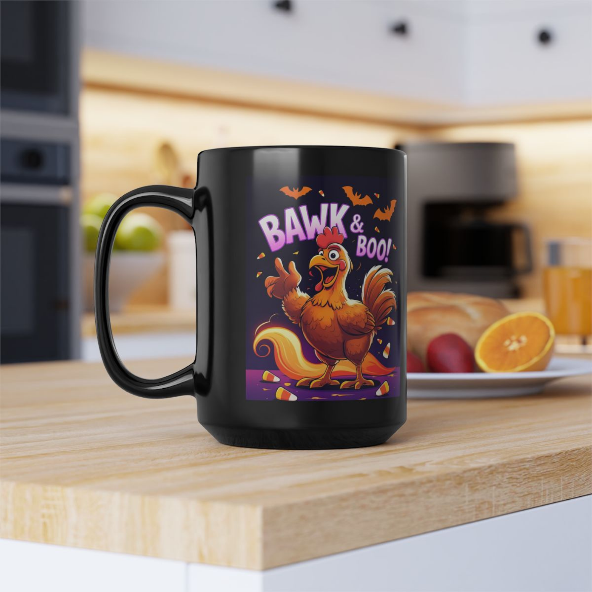 Halloween Chicken Mug Bawk And Boo Coffee Cup | Funny Farmhouse Chicken Gift | Spooky Fall Candy Corn Mug product thumbnail image Halloween Chicken Mug Bawk And Boo Coffee Cup | Funny Farmhouse Chicken Gift | Spooky Fall Candy Corn Mug product thumbnail image