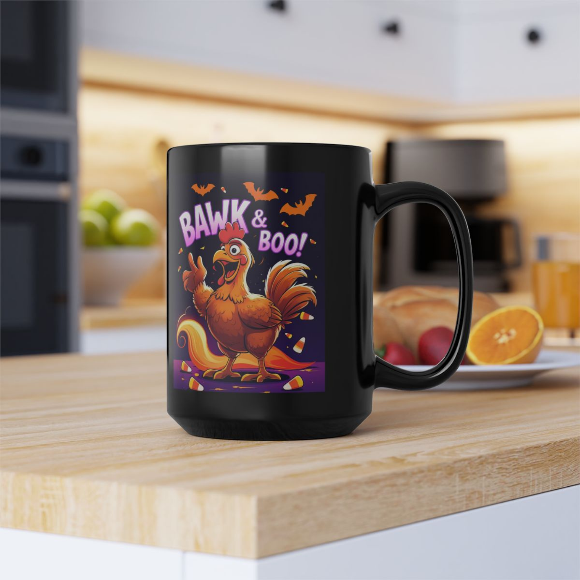 Halloween Chicken Mug Bawk And Boo Coffee Cup | Funny Farmhouse Chicken Gift | Spooky Fall Candy Corn Mug product thumbnail image Halloween Chicken Mug Bawk And Boo Coffee Cup | Funny Farmhouse Chicken Gift | Spooky Fall Candy Corn Mug product thumbnail image