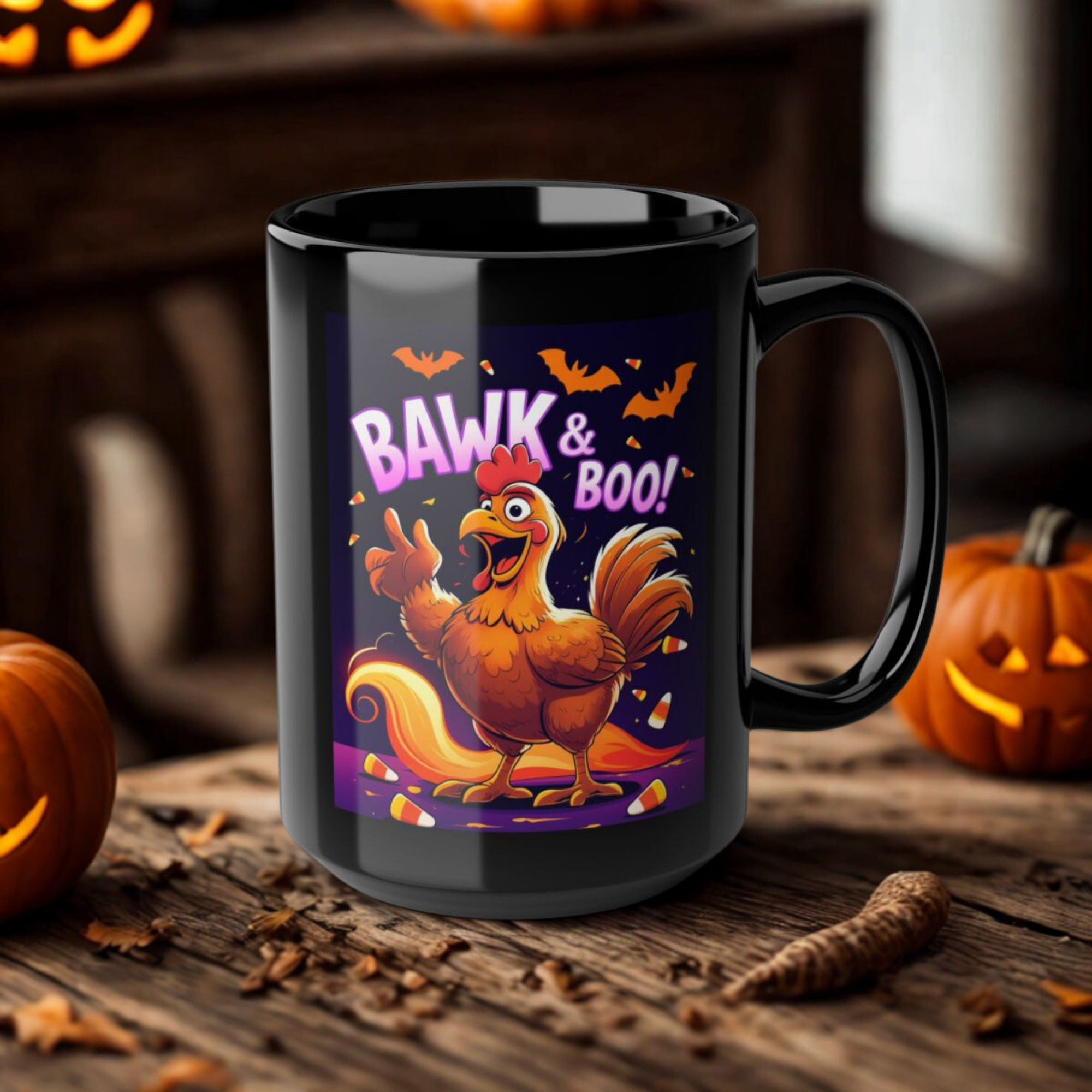 Halloween Chicken Mug Bawk And Boo Coffee Cup | Funny Farmhouse Chicken Gift | Spooky Fall Candy Corn Mug product thumbnail image Halloween Chicken Mug Bawk And Boo Coffee Cup | Funny Farmhouse Chicken Gift | Spooky Fall Candy Corn Mug product thumbnail image