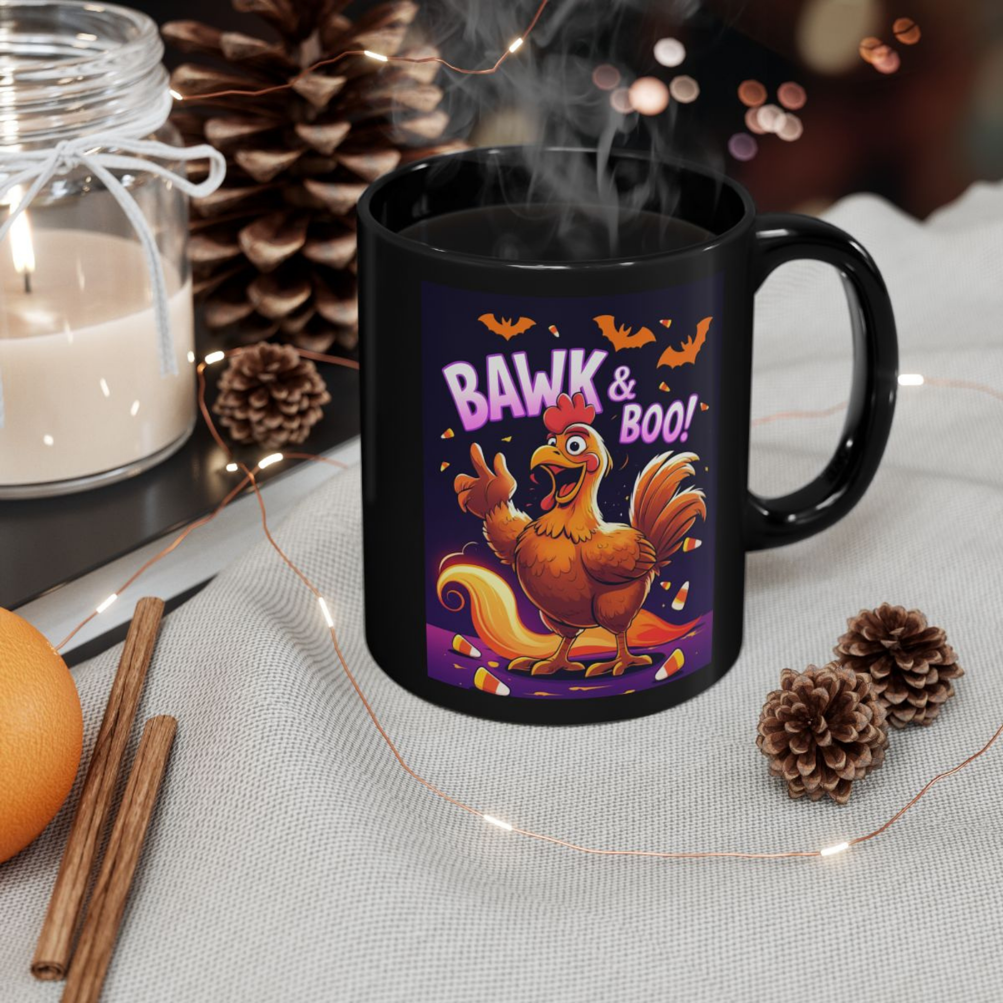 Halloween Chicken Mug Bawk And Boo Coffee Cup | Funny Farmhouse Chicken Gift | Spooky Fall Candy Corn Mug product thumbnail image Halloween Chicken Mug Bawk And Boo Coffee Cup | Funny Farmhouse Chicken Gift | Spooky Fall Candy Corn Mug product thumbnail image