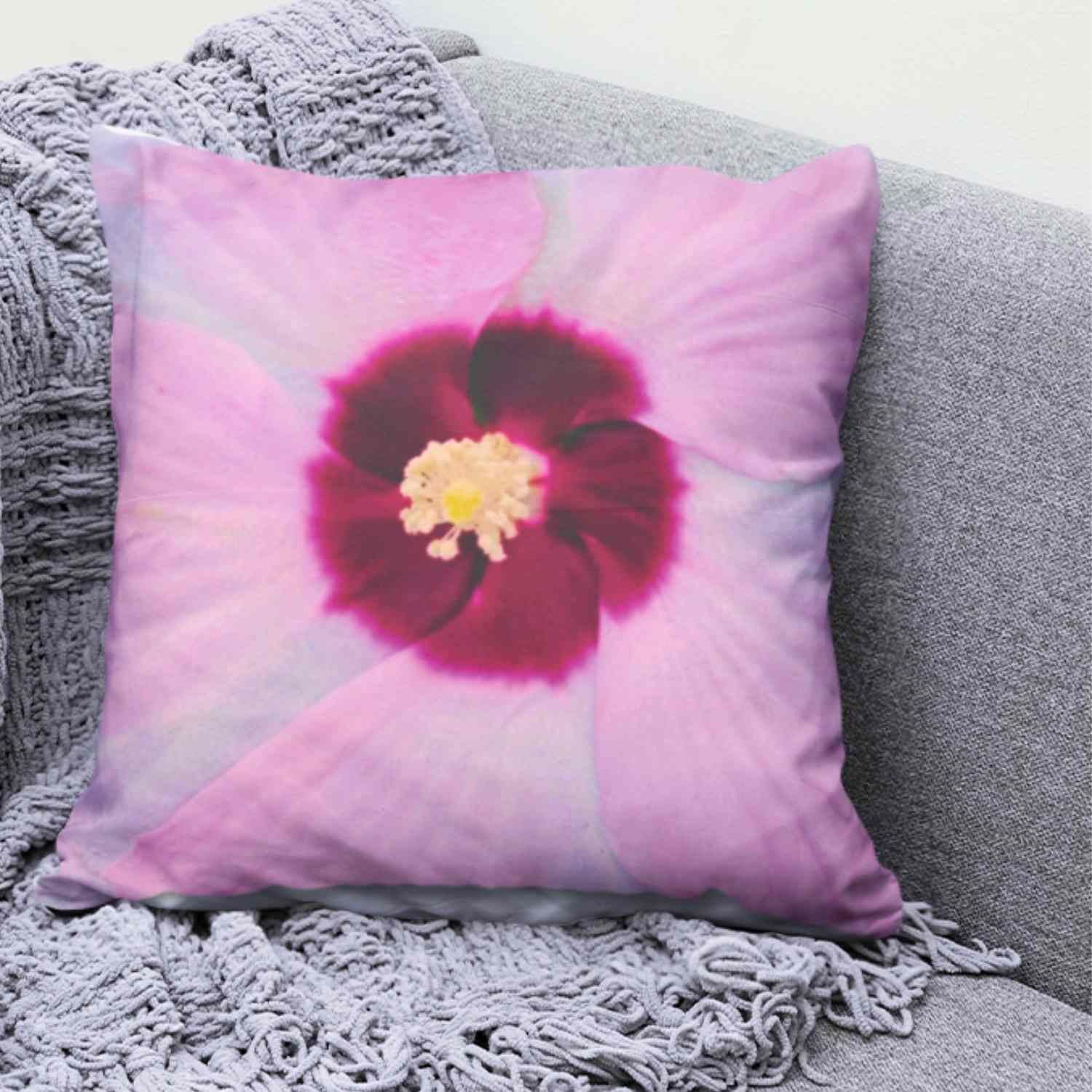 Floral Pink Pillowcase, Flower Print Cushion Cover, Decorative Pillow Case, Home Decor, Gift for Her, Tropical Vibes, Romantic Decor product thumbnail image
