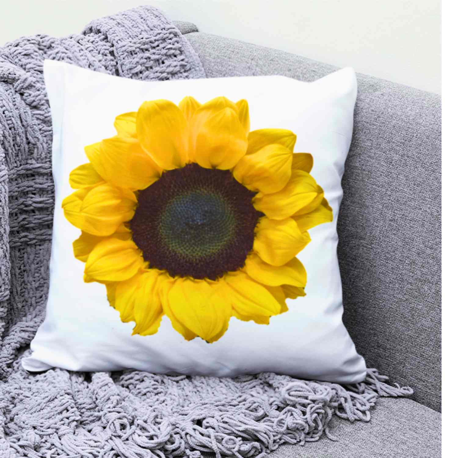 Yellow Sunflower Pillowcase, Floral Home Decor, Spring &amp; Summer Cushion, Gift for Garden Lovers, Relaxing Romantic Bedroom Accent