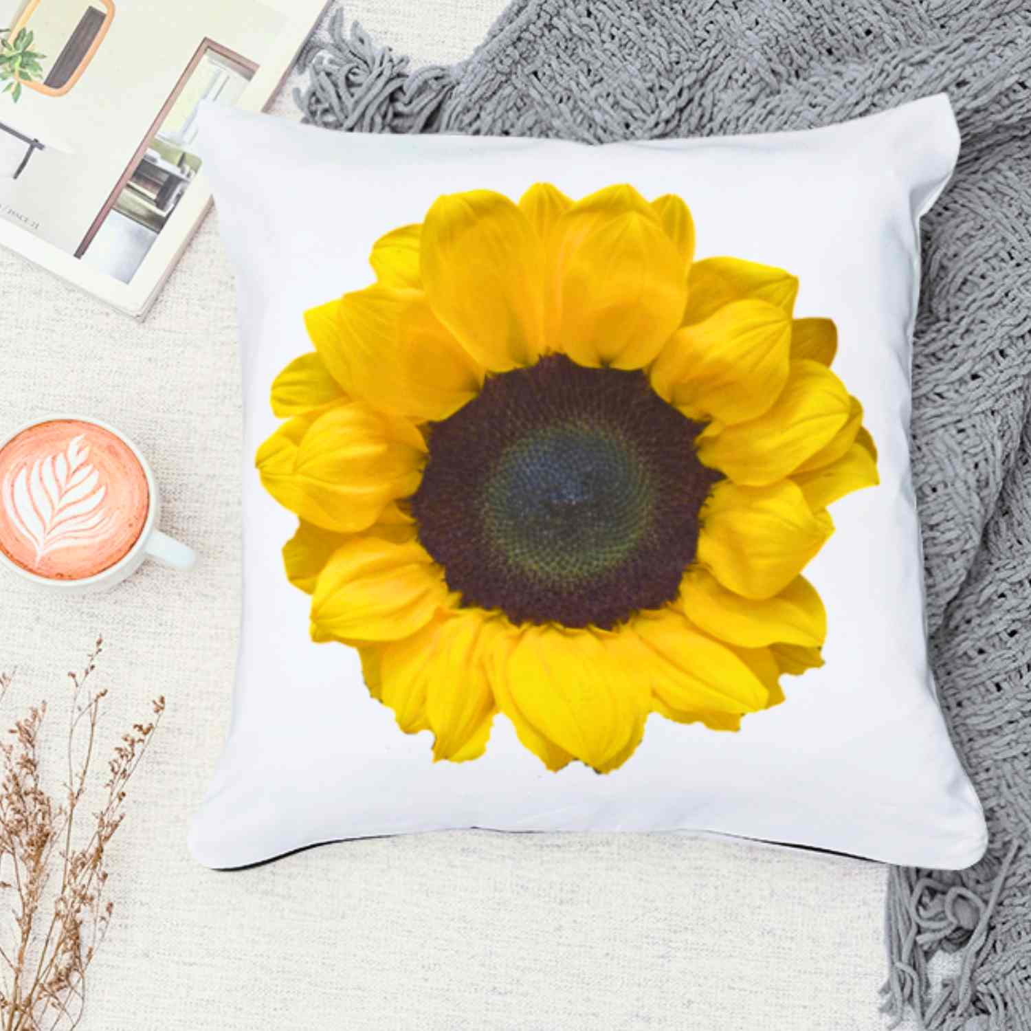Yellow Sunflower Pillowcase, Floral Home Decor, Spring &amp; Summer Cushion, Gift for Garden Lovers, Relaxing Romantic Bedroom Accent product thumbnail image