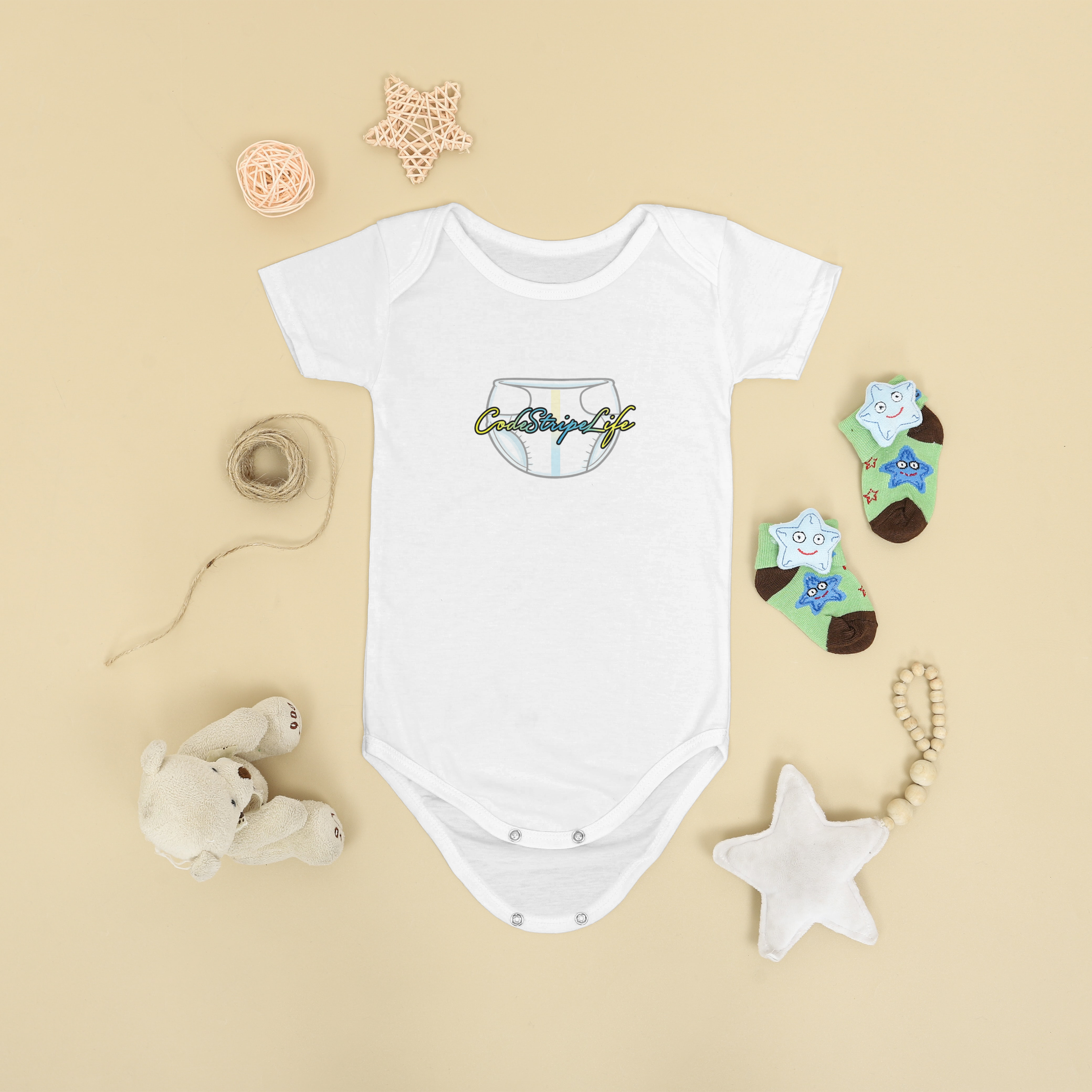 Cute Baby Bodysuit with Fun Design, CodeStripeLife, Infant Onesie, Newborn Gift, Baby Shower Gift, Nursery Outfit, Cute Baby Clothes product thumbnail image