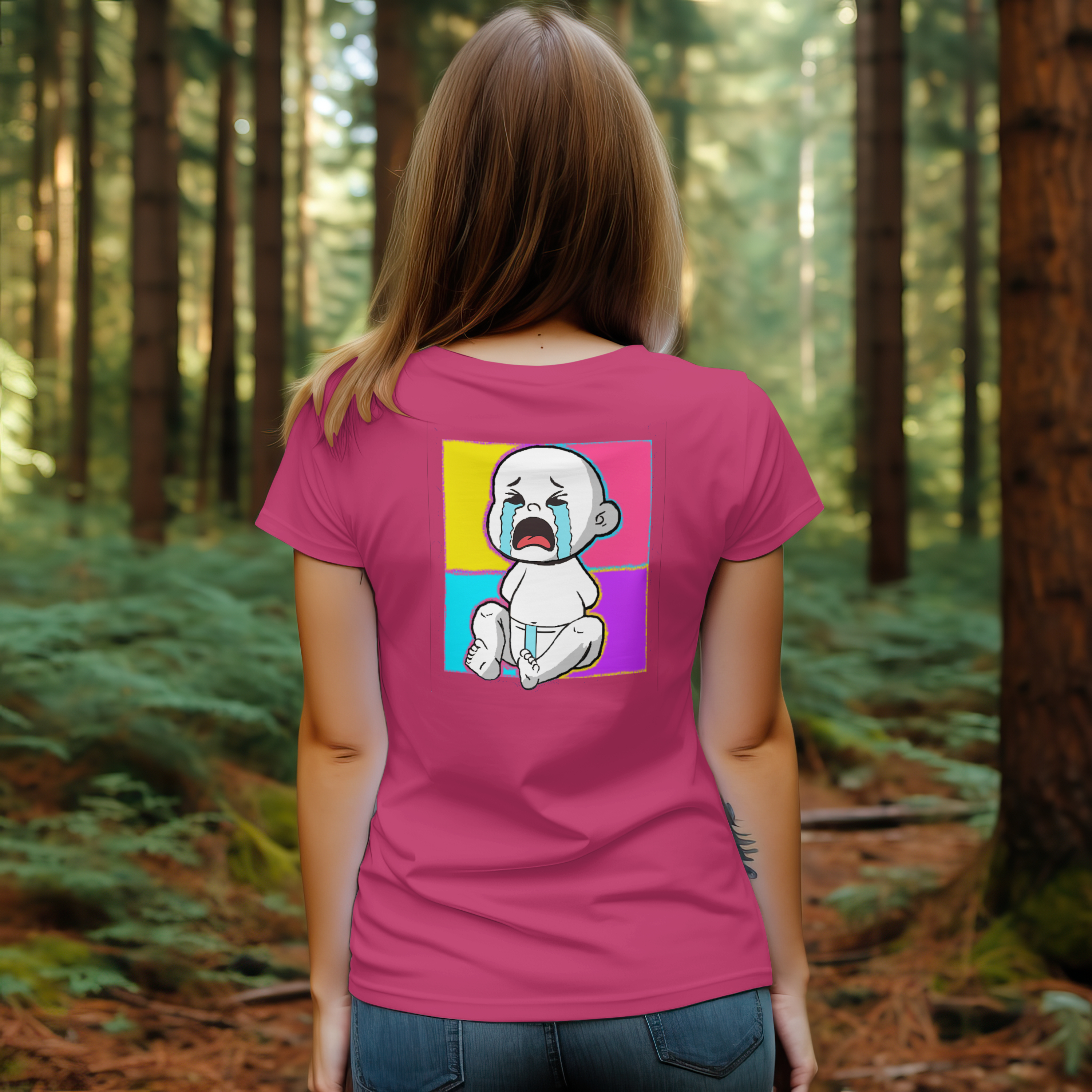 Crying Baby Graphic Tee, Funny Women's Shirt, Gift for Parents, Casual Wear, Unique Birthday Gift, Humorous Fashion