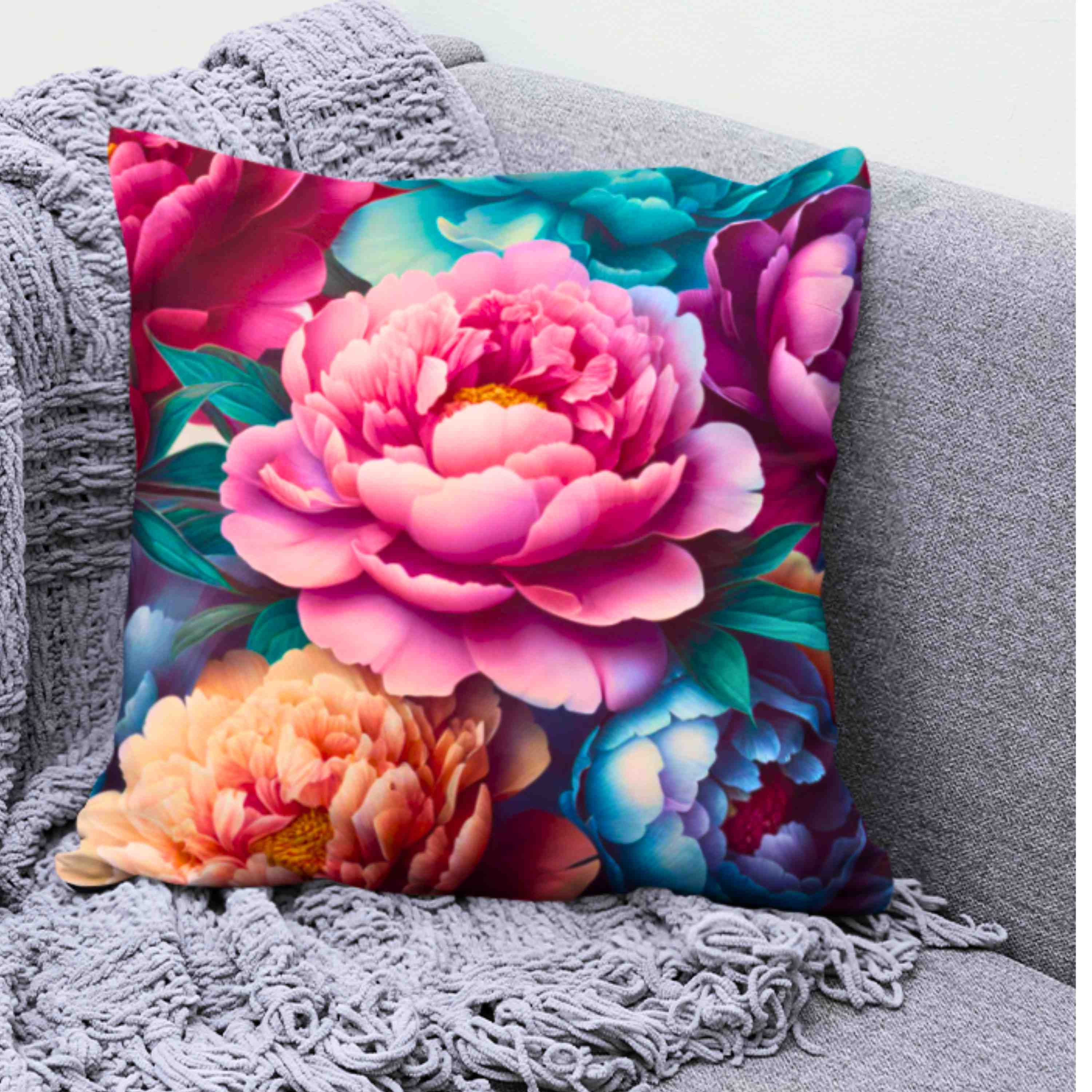 Peony Lovers Throw Pillowcase, Brighten your home with Beautiful Peonies on your sofa, bed &amp; chairs. Great for Birthdays, Holidays, Any Day. product thumbnail image