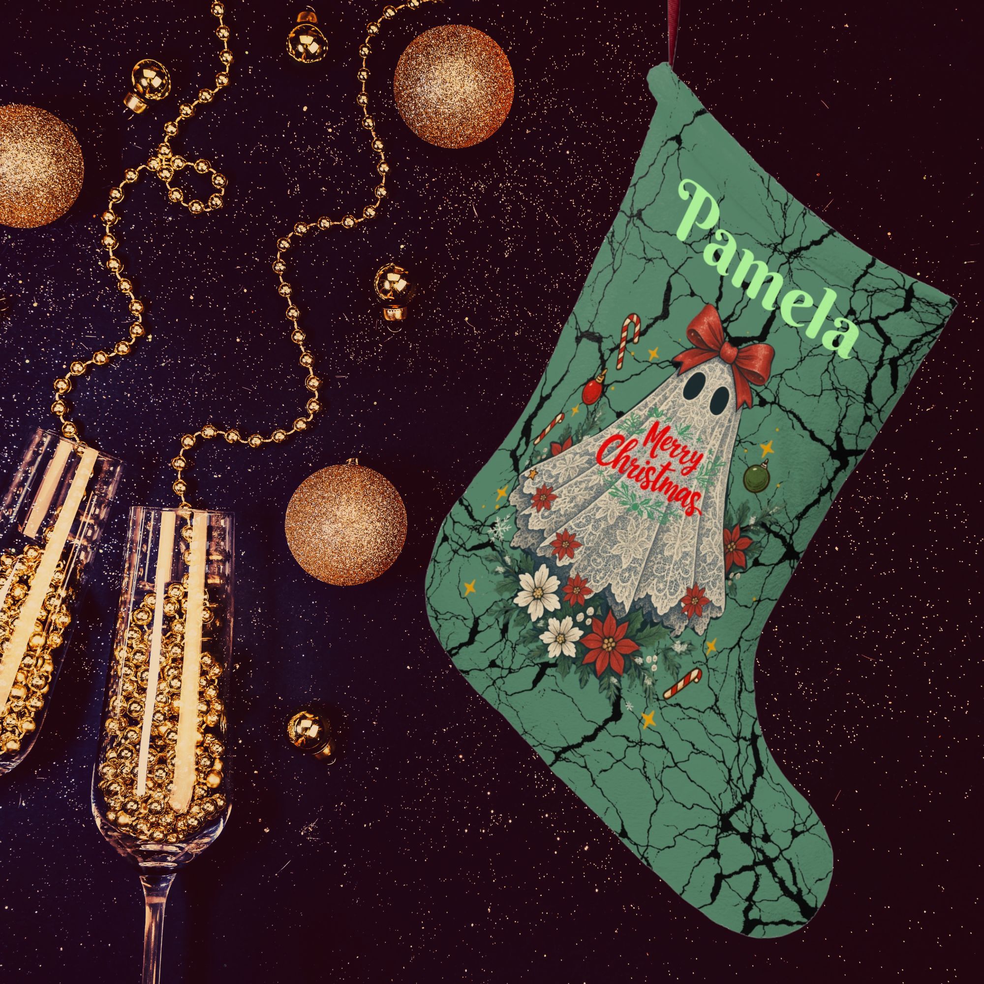 Personalized Ghost Christmas Stocking product thumbnail image