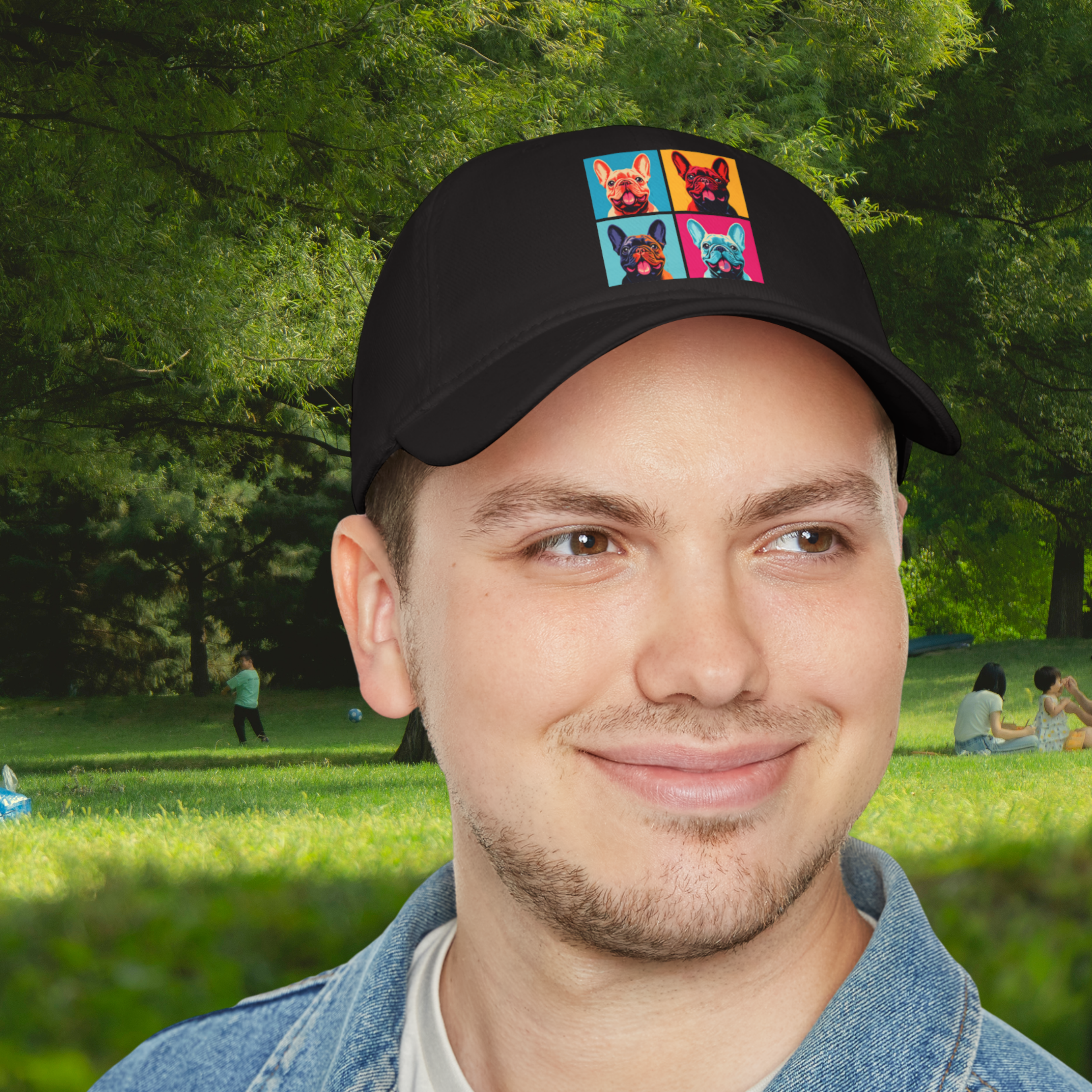 🧢 French Bulldog Pop Art Baseball Cap – Bold, Artsy Style for Dog Lovers