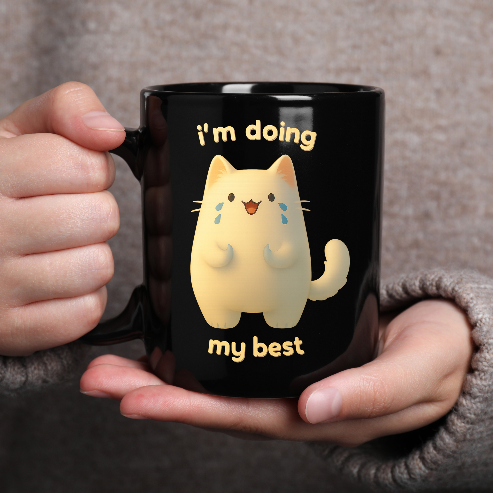 "I’m Doing My Best" Cat Black Mug – For All the Try-Hards Out There 🐾😅 product thumbnail image