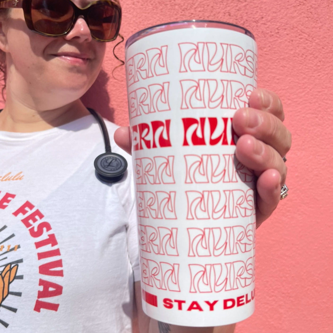 20oz Tumbler Modern Nurse Fest Stay Delulu