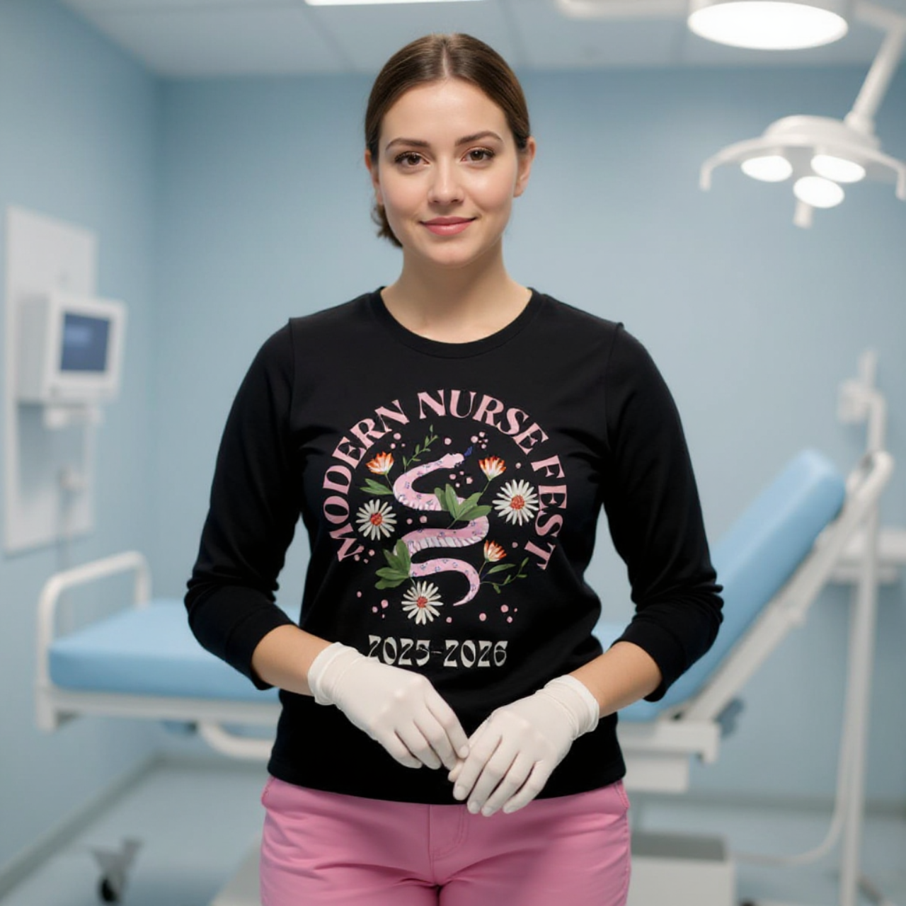 Modern Nurse Fest Scrub Under Tee — Long Sleeve Nurse Shirt