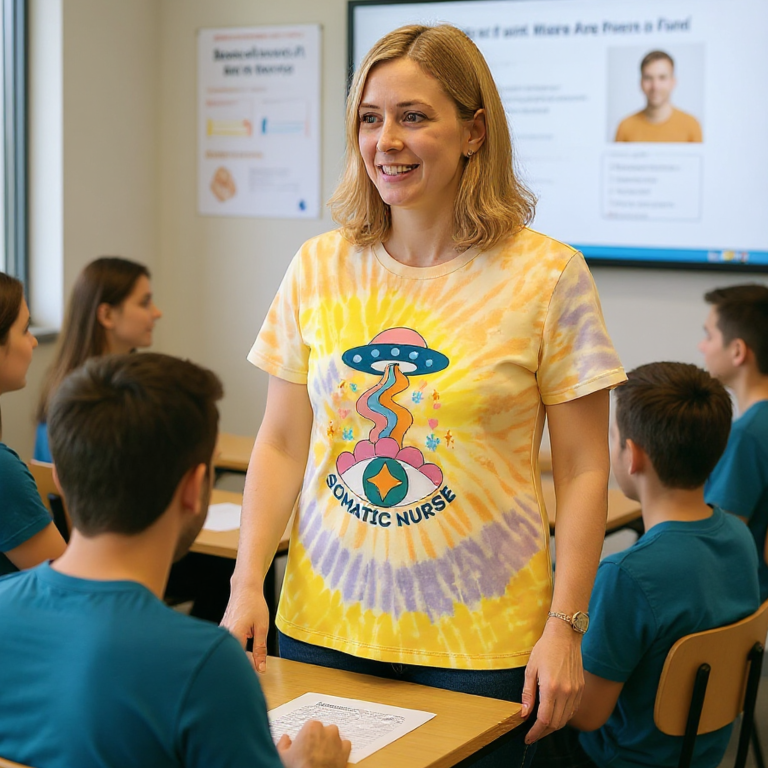 Colorful Tie Dye Somatic Nurse Tee