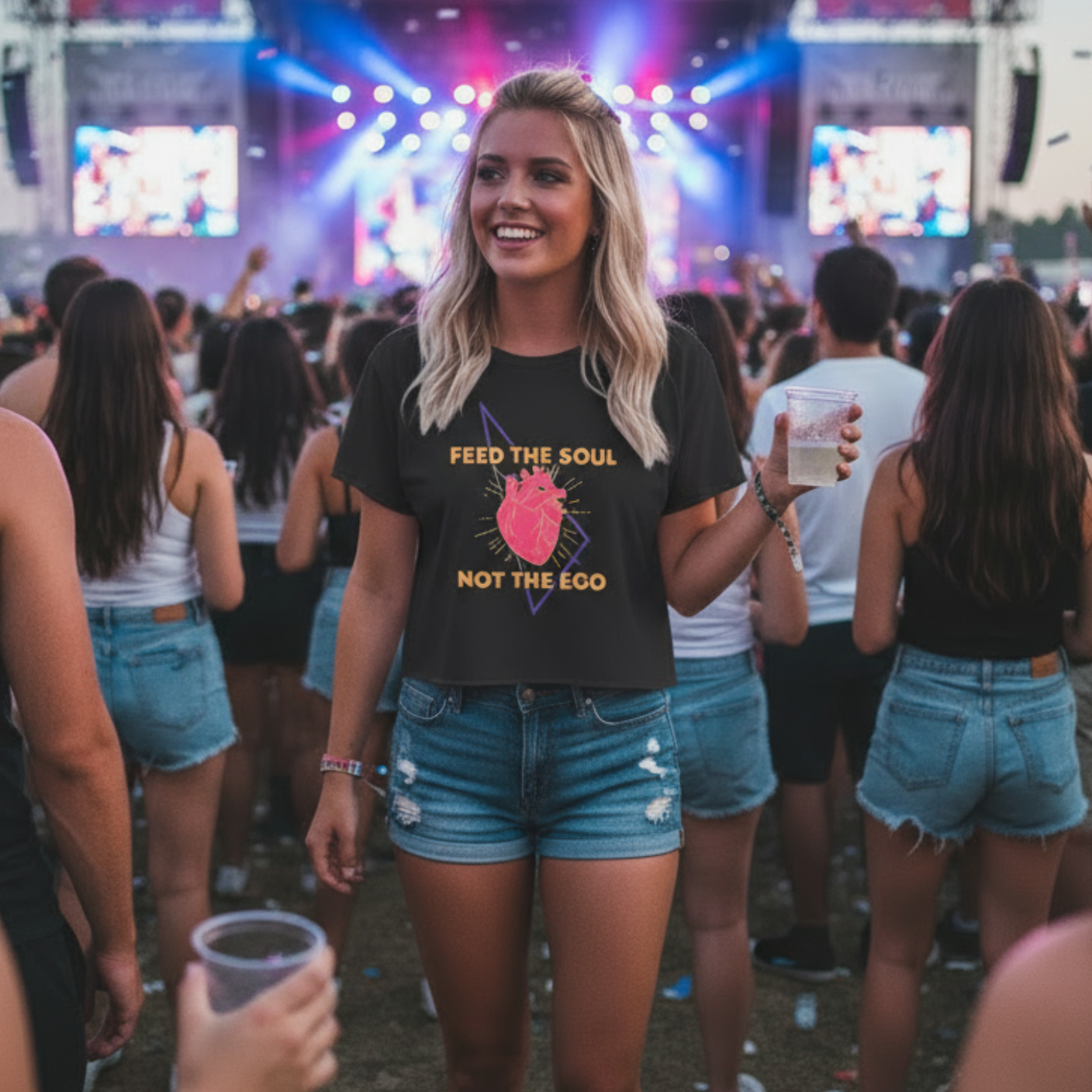 Women's Festival Crop Top - "Feed the Soul Not the Ego" 