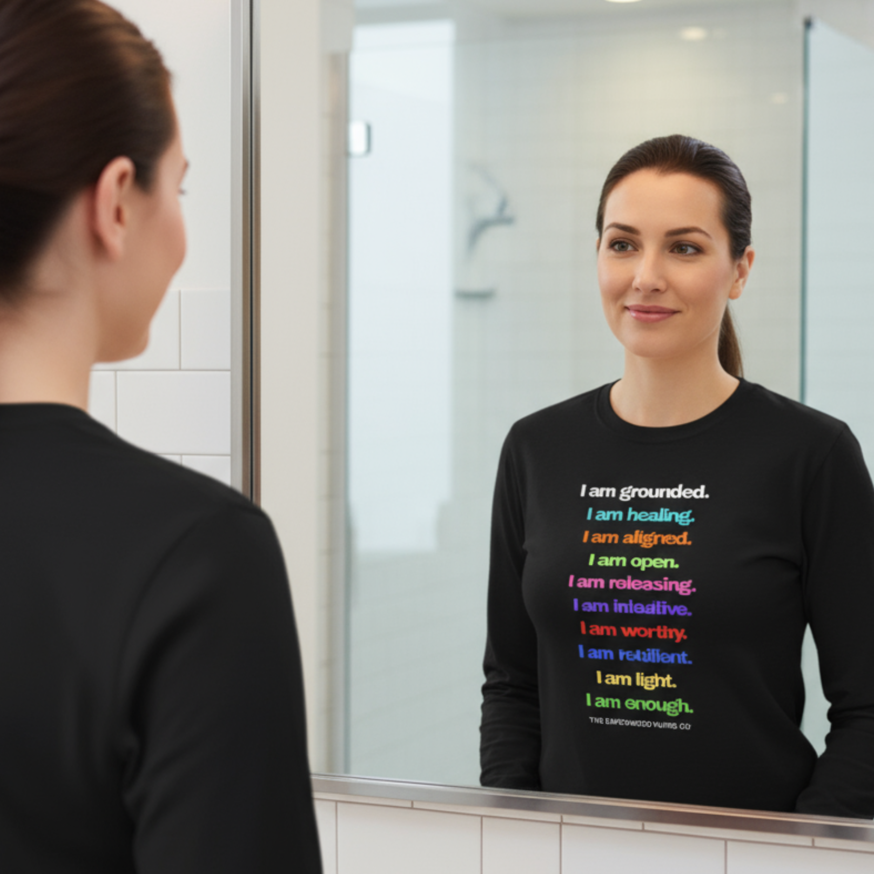 Nurses Mirror Affirmations Long Sleeve Tee product thumbnail image Nurses Mirror Affirmations Long Sleeve Tee product thumbnail image