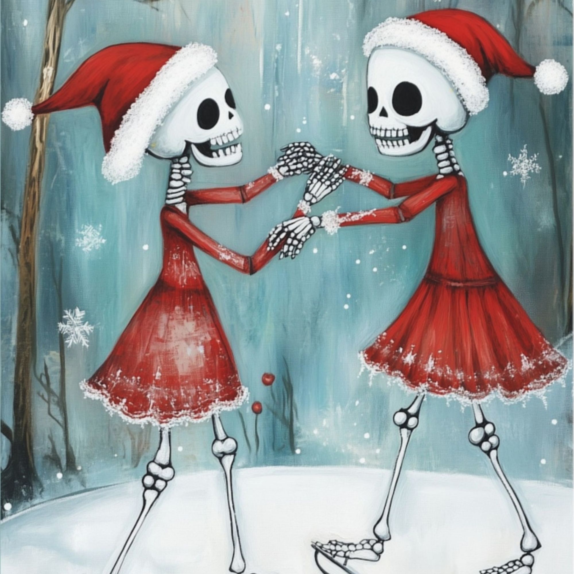 Christmas Skeleton Skaters Greeting Cards (1, 10, 30, and 50pcs) product thumbnail image