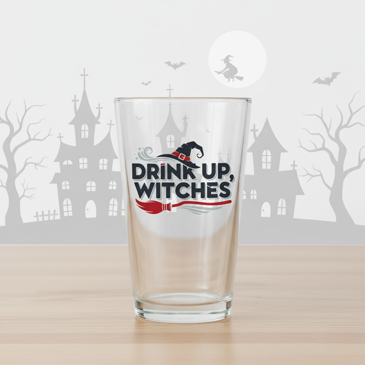 Halloween Pint Glass, Custom Drinkware, Gift for Witches, Halloween Party Decor, Fun Glass for Spirits and Brews product thumbnail image