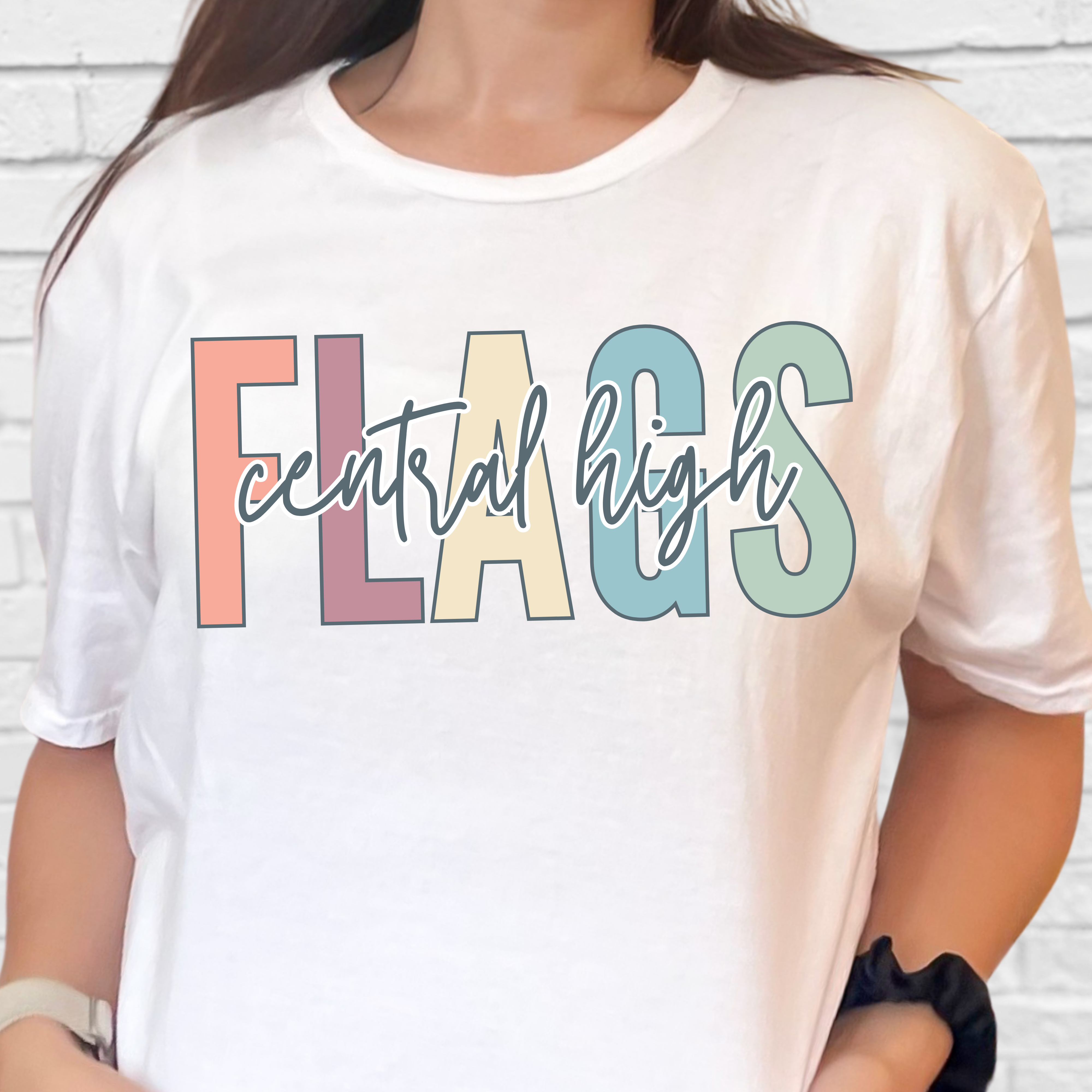 Custom Colorful Varsity Flags Tee