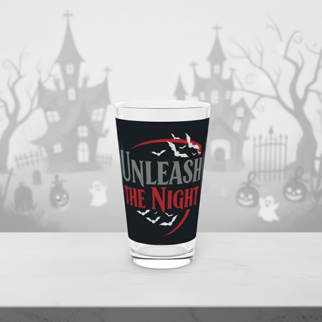 Unleash the Night Pint Glass, 16oz Glassware for Parties, Barware, Birthdays, Halloween, Unique Gift