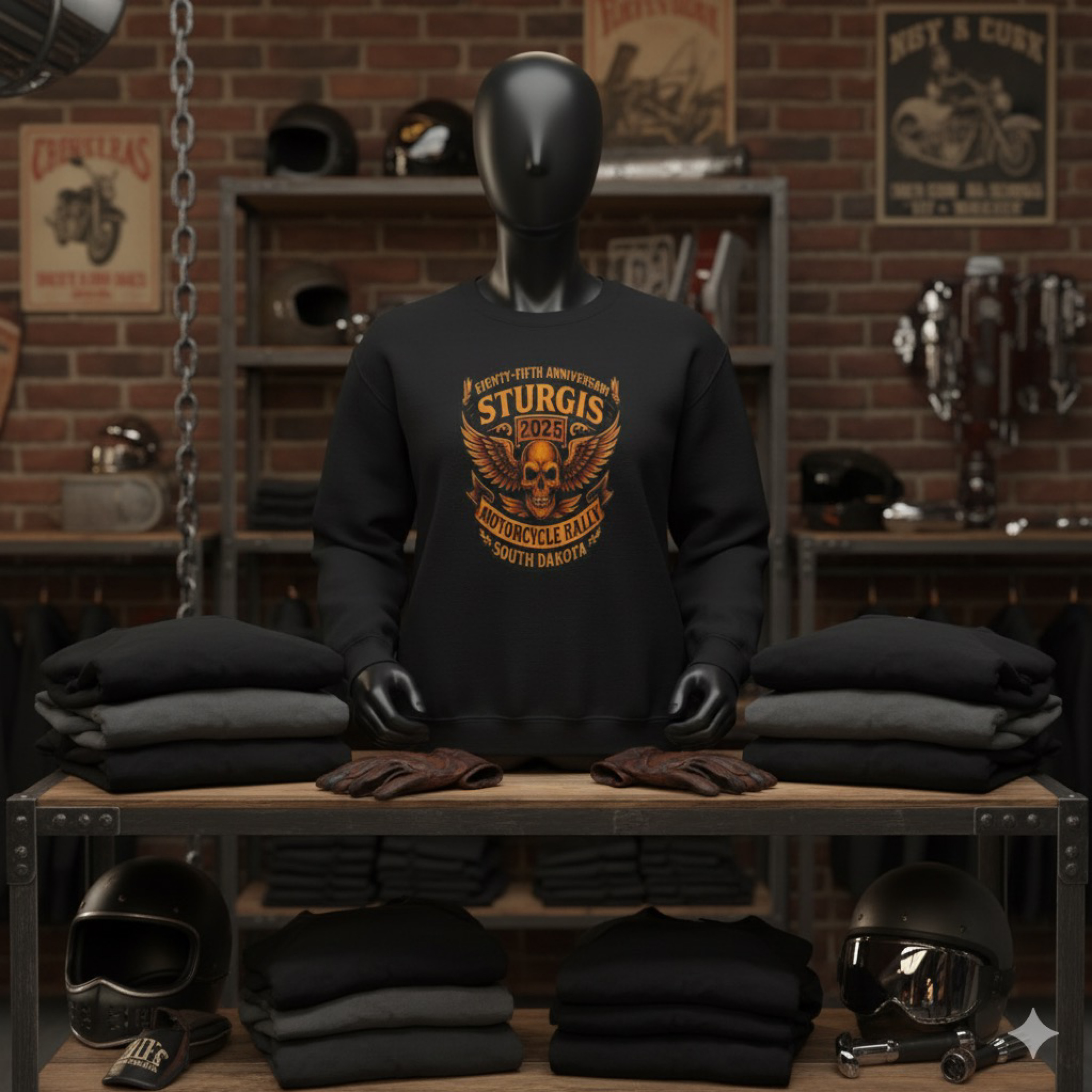 Sturgis 2025 85th Anniversary Motorcycle Rally Sweatshirt Unisex Biker Skull Crewneck Harley Davidson Indian Heavy Blend product thumbnail image