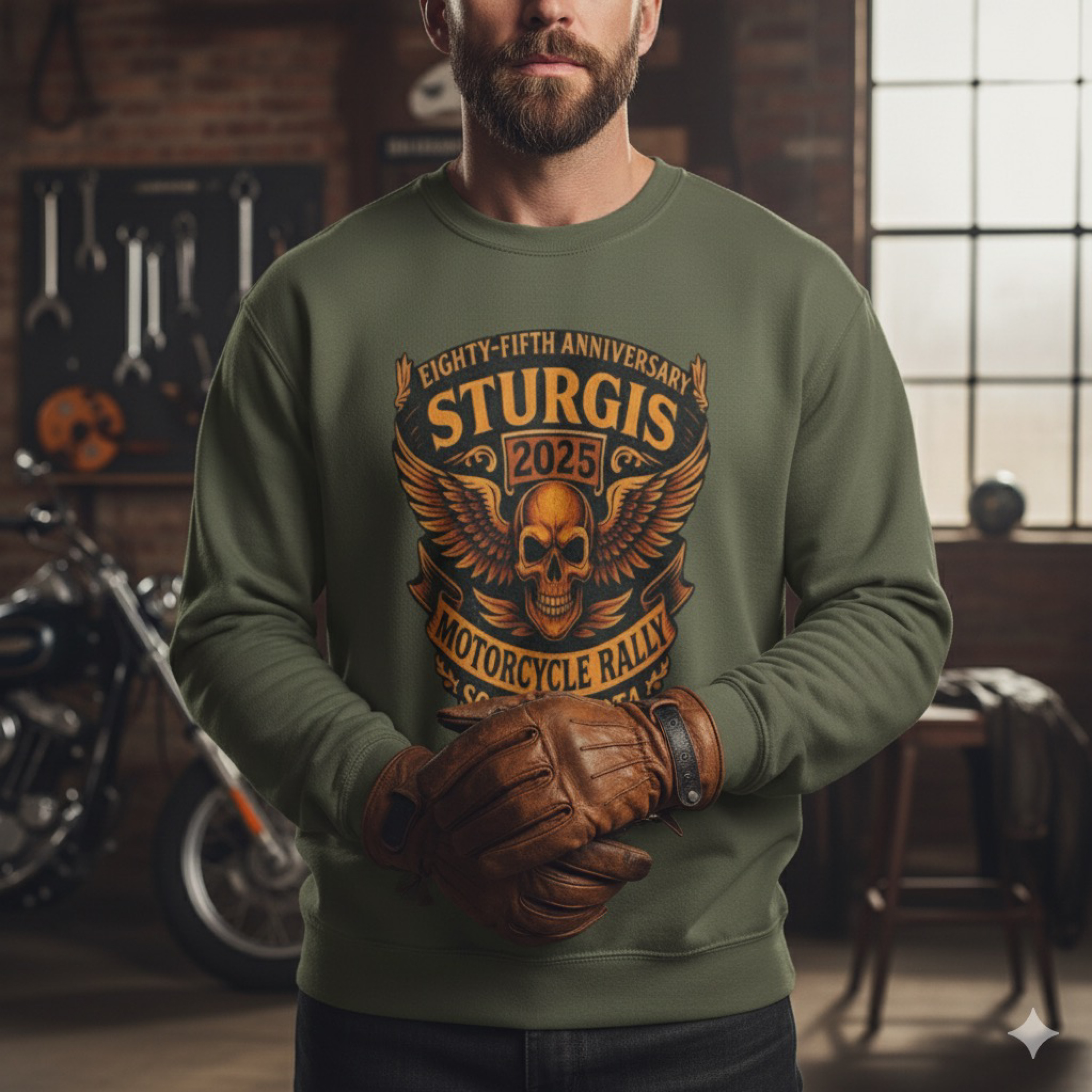 Sturgis 2025 85th Anniversary Motorcycle Rally Sweatshirt Unisex Biker Skull Crewneck Harley Davidson Indian Heavy Blend product thumbnail image