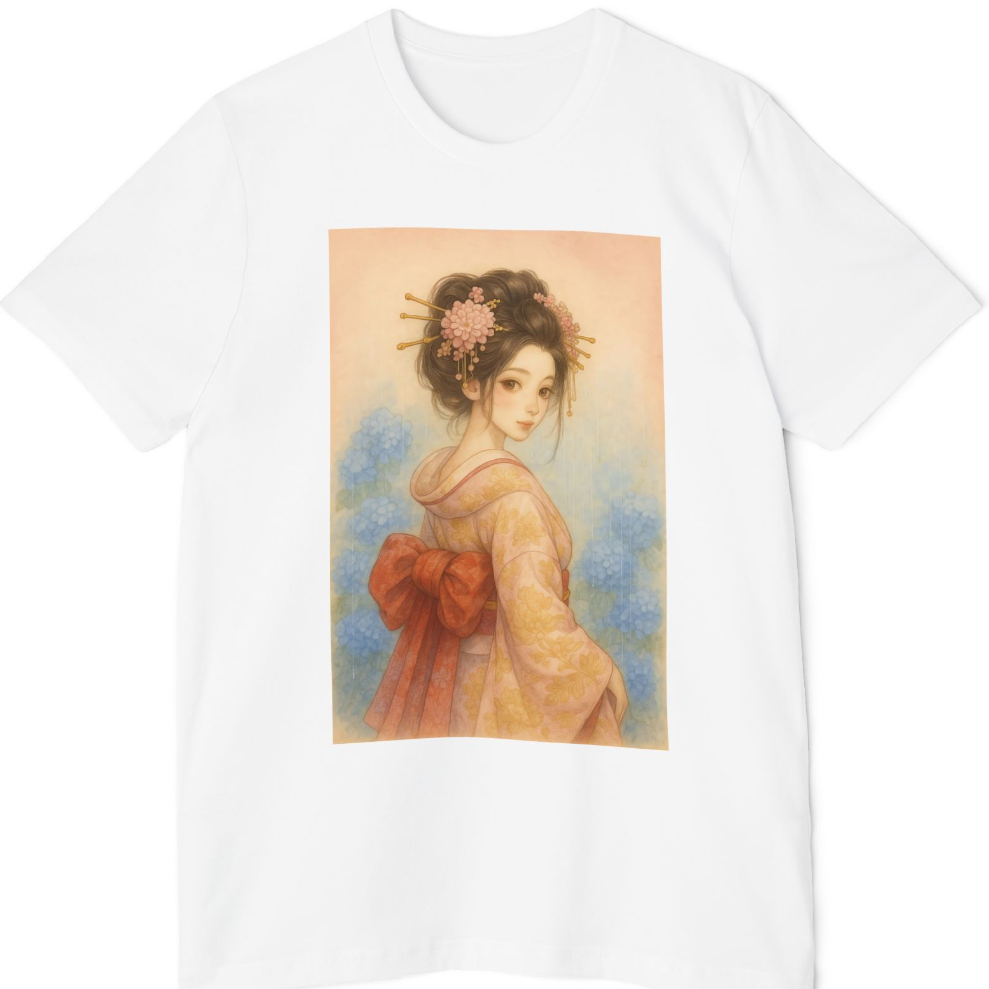 Graceful Kimono Beauty T-Shirt, Elegant Japanese Girl Art Tee, Stylish Wear, Gift for Her, Summer Fashion